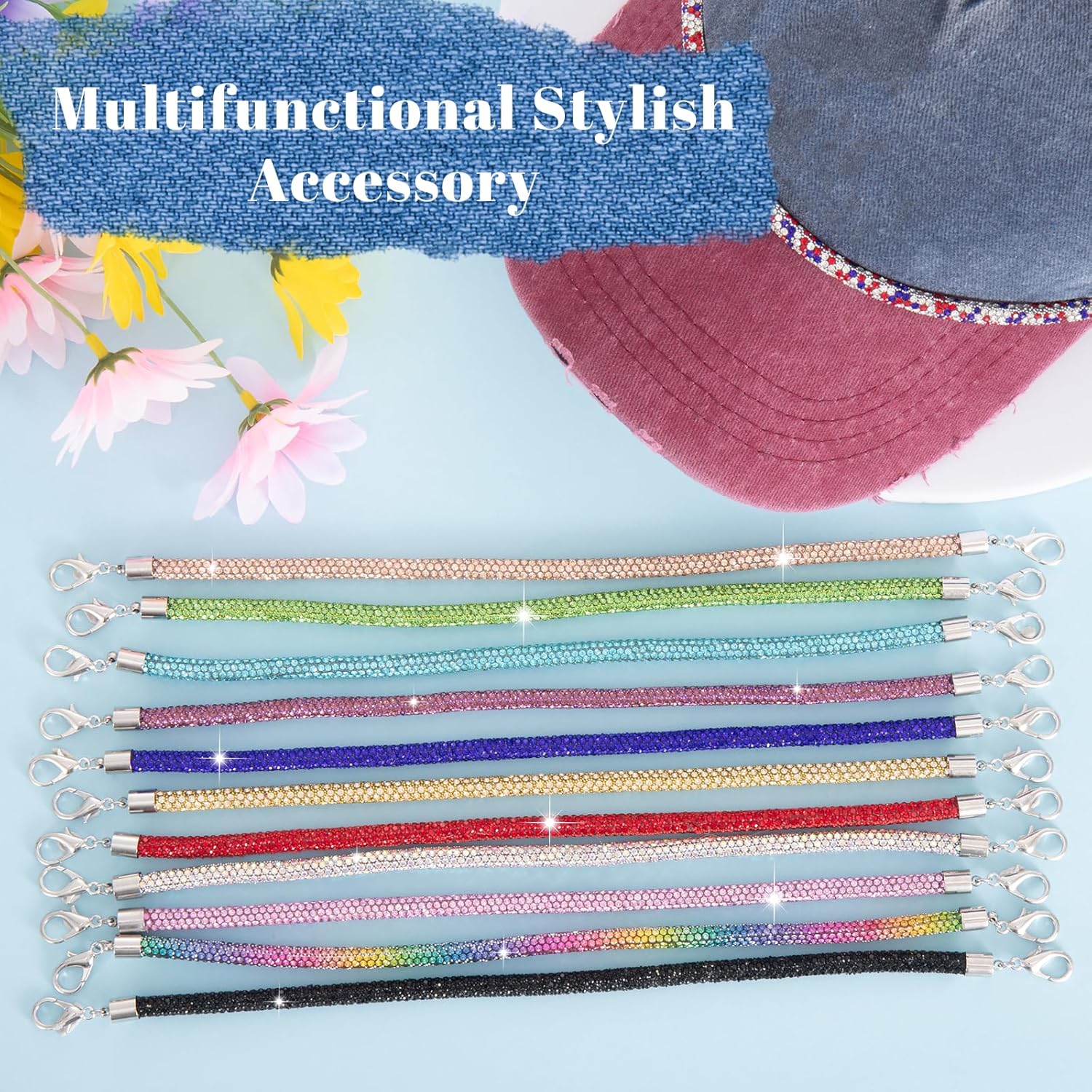 14 Pcs Trucker Hat Chains, Bulk Trucket Hat Charms Chains for Women Men, Bill Decoration Detachable DIY Metal Chain