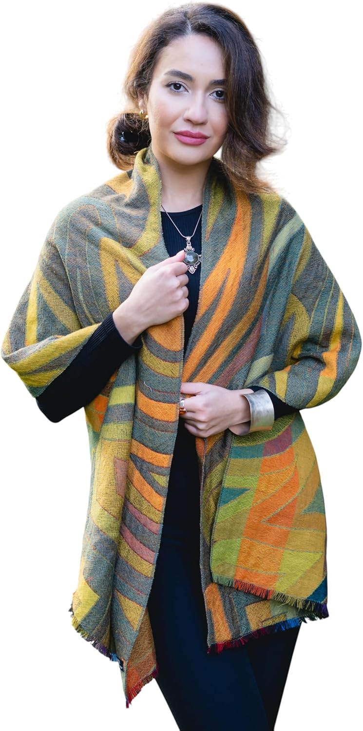 In Style 100% Australian Merino Wool Shawl for Women & Men, Soft & Warm, Reversible, 19" x 76"