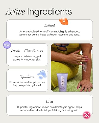 Miniatura 6 de Topicals Slather - Suero corporal exfoliante con retinol, escualano, urea y AHA para piel rugosa, áspera o texturizada - Suero exfoliante AHA para