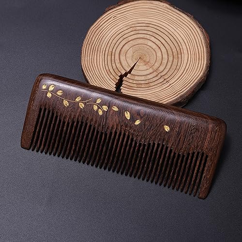 Miniatura 2 de Peine de madera de sándalo, 100% natural, antiestático, peine de madera para la salud del cuero cabelludo y el cabello, mejora la circulación