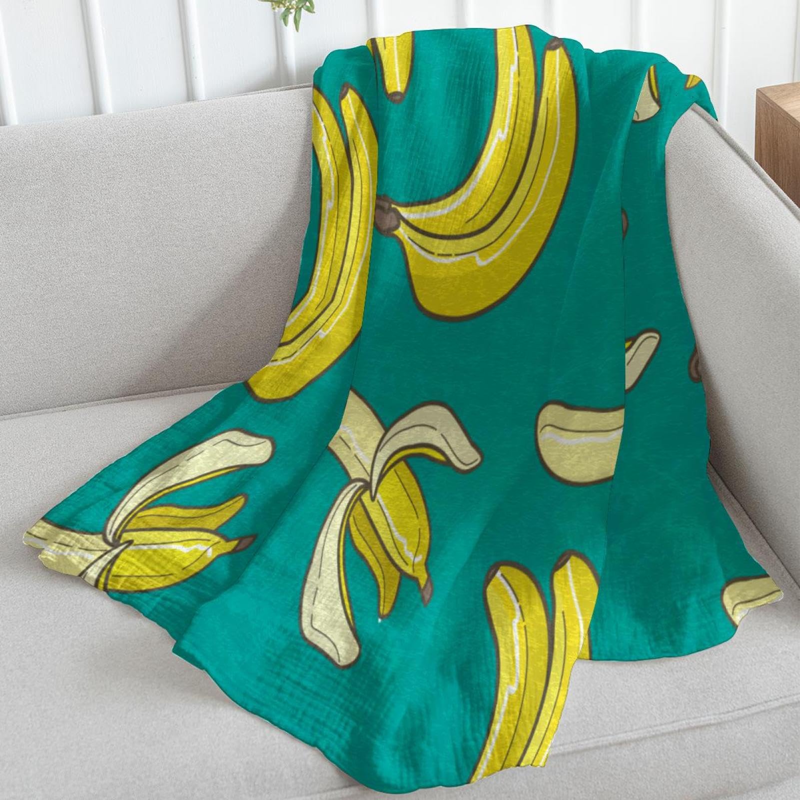 Amazon｜バナナのパターン スローブランケット軽量マイクロファイバー