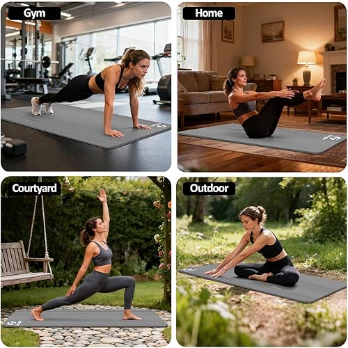 Miniatura 7 de Esterilla de yoga antideslizante NBR gruesa, 72 pulgadas de largo x 32 pulgadas24 pulgadas de ancho x 0.6 pulgadas de grosor (72.8 in x 31.5 in24.0