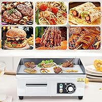 Vista 6 de Plancha eléctrica, parrilla eléctrica comercial de 14 pulgadas, parrilla eléctrica antiadherente para encimera (con enchufe), control de temperatura