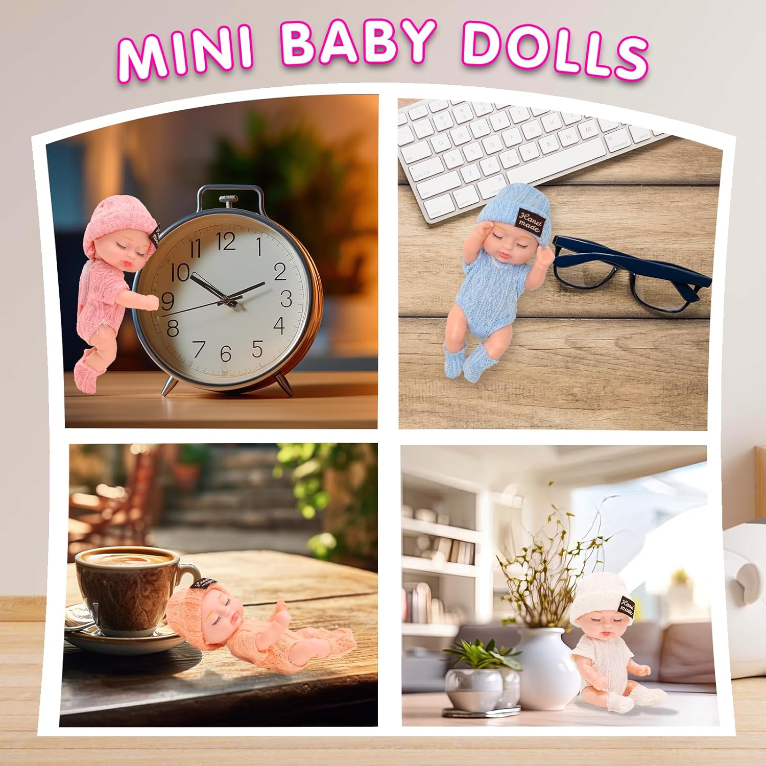 4 Inch Mini Baby Dolls Lifelike Realistic Baby Dolls with Handmade Washable Clothes Cute Tiny Babies Gifts for Toddlers Girls Kids 3 and up Birthday Graduation Baby Shower (Homey Style)-4 PCS