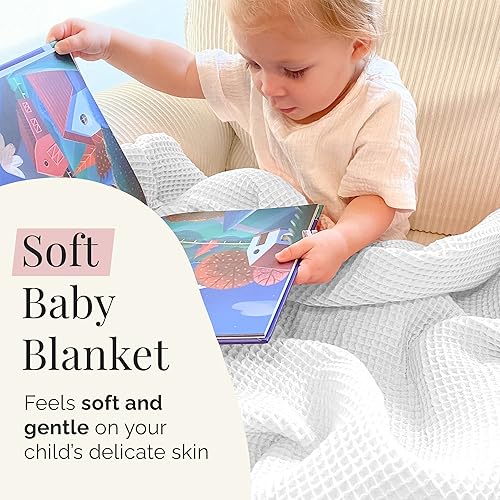 Miniatura 4 de Stroller Society Manta de gofre para bebé, manta de gofre de algodón, manta de recepción de bebé, manta para niños pequeños, varios colores, manta