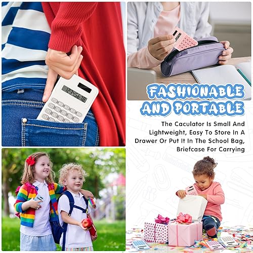 Miniatura 5 de LEIFIDE Paquete de 24 calculadoras de bolsillo, calculadora básica de 4 funciones, pantalla de 8 dígitos, funciona con pilas para escritorio, hogar,