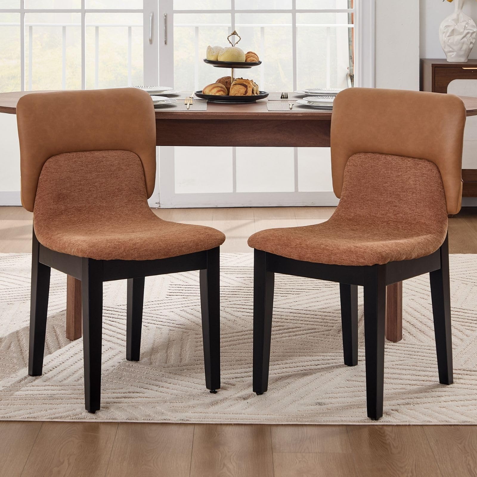 Ya-Home Juego de 2 Sillas de Comedor Silla Cocina Patas de Madera,Marrón