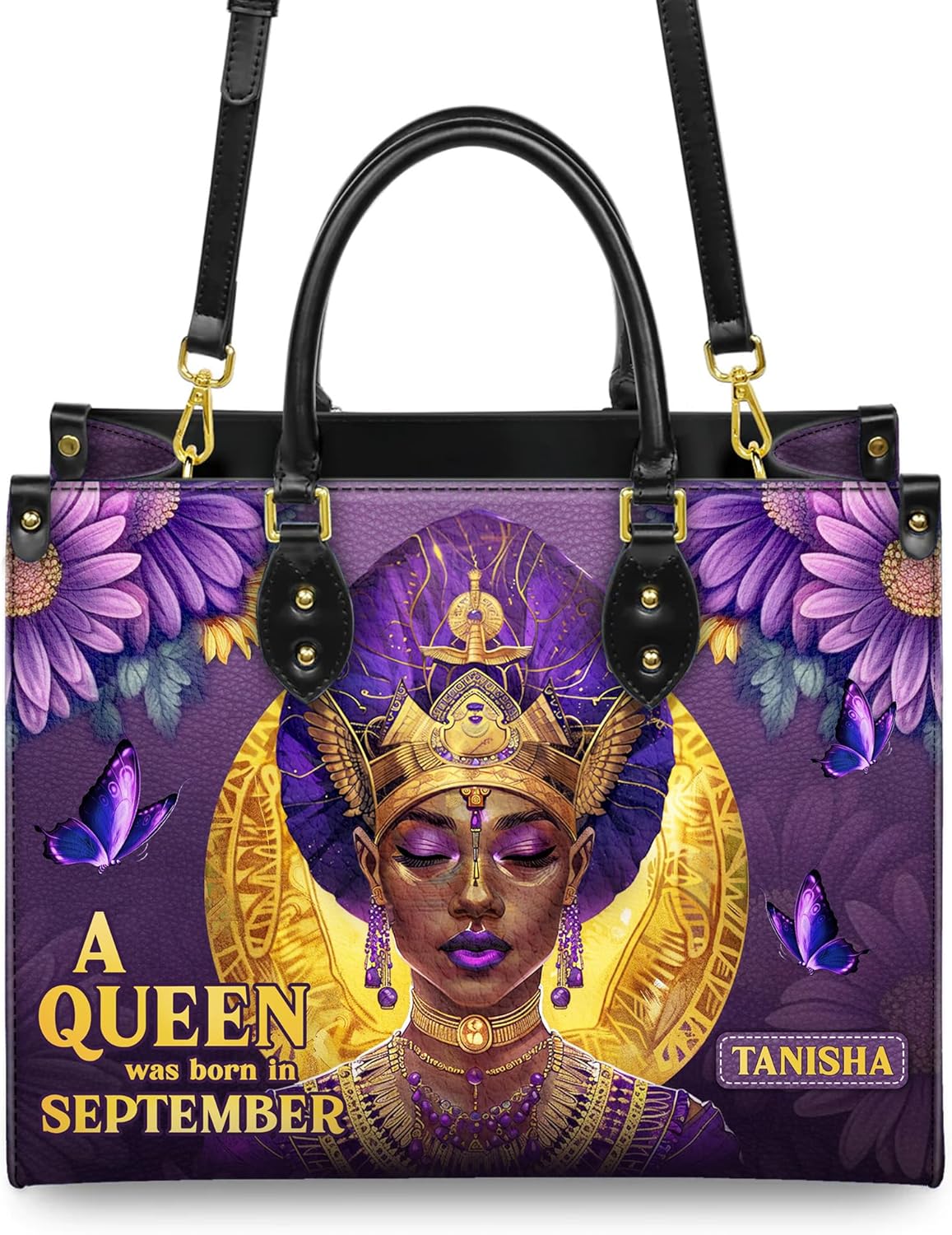 Personalized Leather Handbag for African American Woman, Custom Purses For Black Women, Mother's Day Gifts for Mom