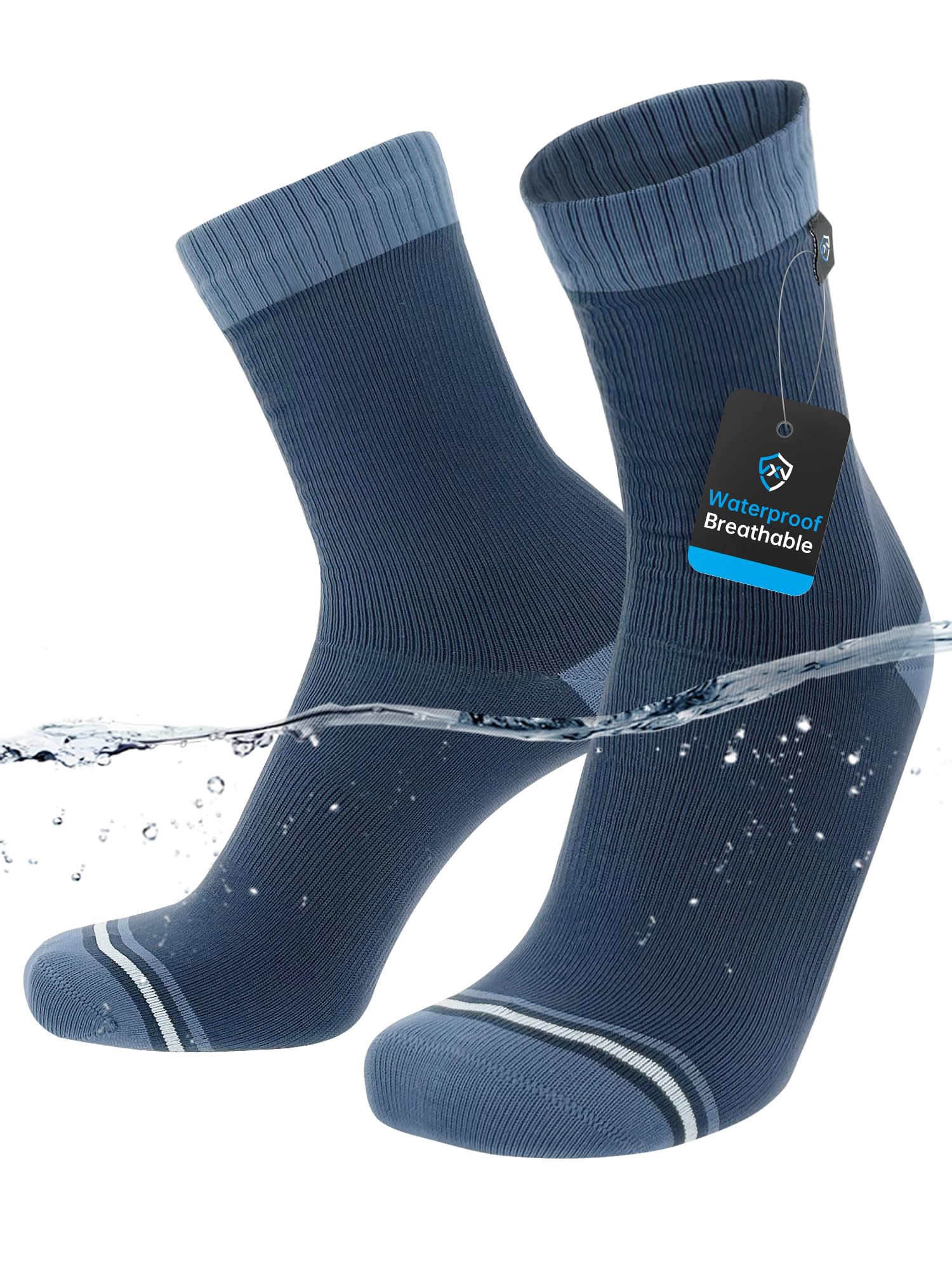 DexShell Waterproof Everyday Socks, Quarter Crew, BWT Blue, Unisex LG