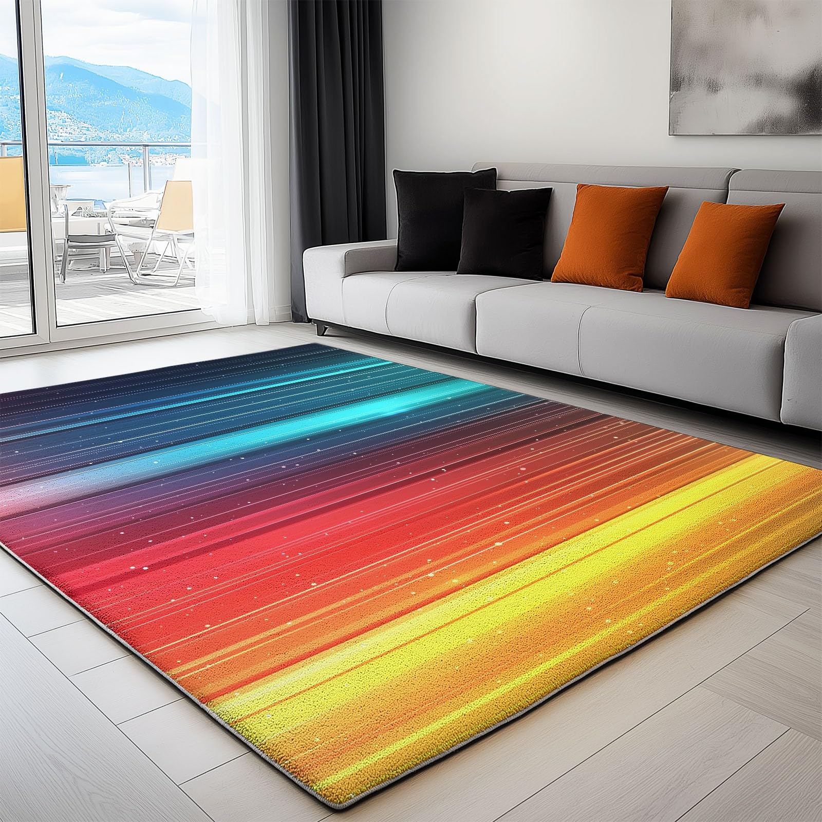 Tapis de salon doux rectangulaire lavable intérieur extérieur 120x170