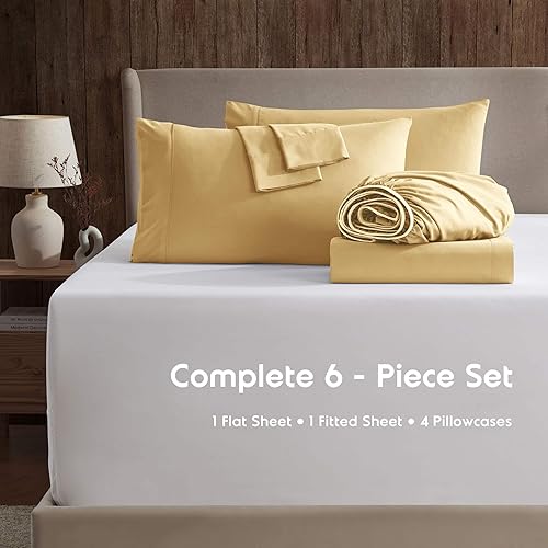 Miniatura 7 de Nestl - Juego de sábanas con bolsillo extraprofundo y de microfibra suave, 6 piezas, sábanas y fundas de almohada resistentes a la decoloración,