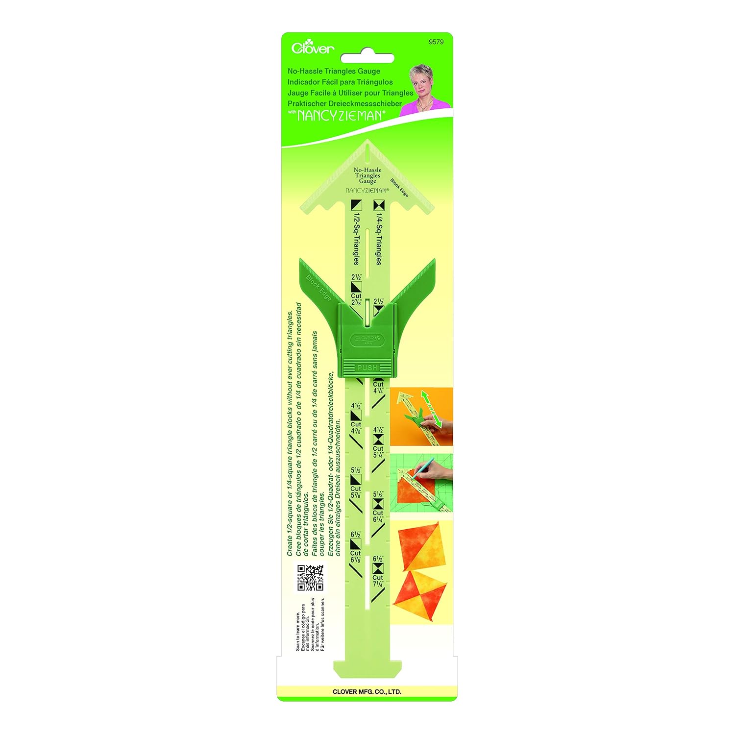 Clover Triangle Gauge: Quilting Tool, Sewing Tool, Plastic with Sliding Mechanism, 2.5 Inches