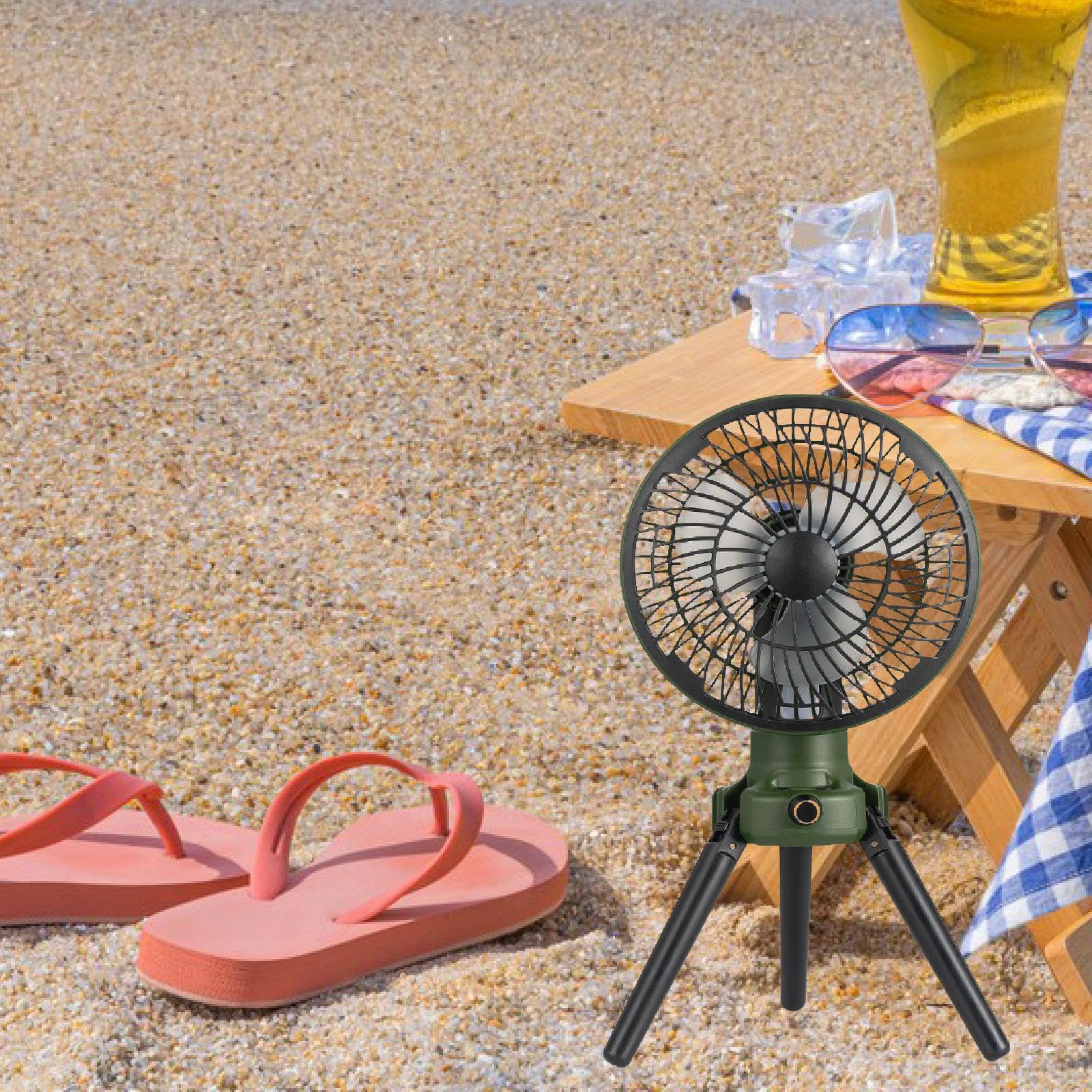 Baoblaze Ventilatore da Campeggio Ventilatore Esterno Portatile Potente Ventilatore da scrivania con Luce per Picnic, Camera da Letto,