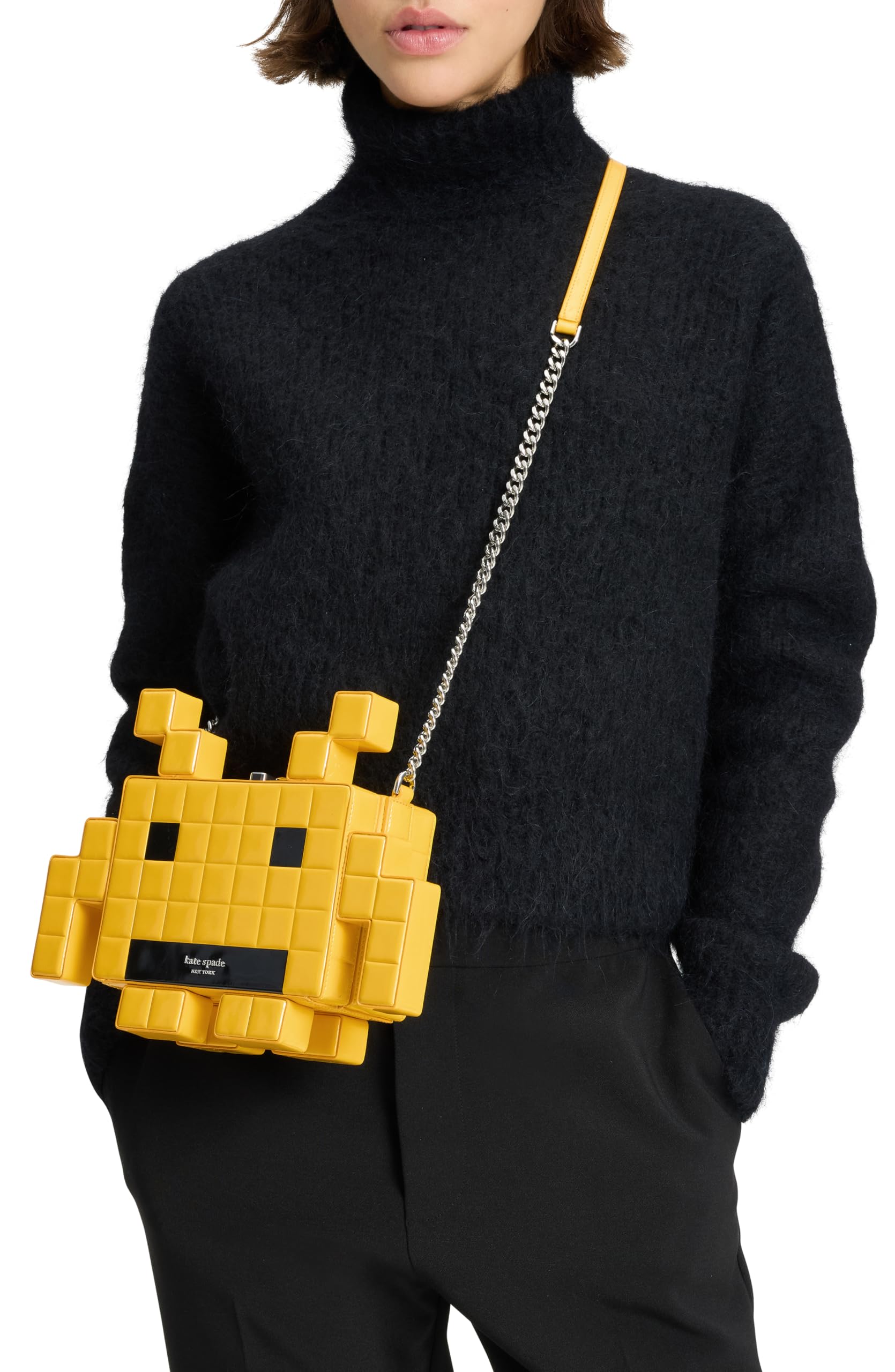 kate spade new york Space Invaders X Patent Leather 3D Alien Crossbody Bag, Yellow Multi