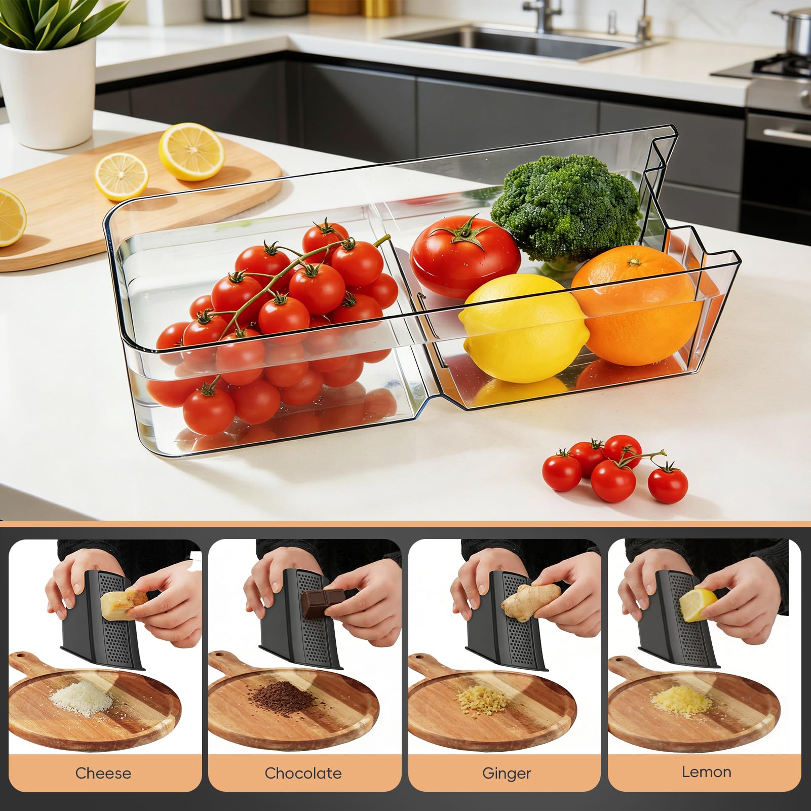 ONCE FOR ALL Krajalnica do warzyw Mandolina Regulowana grubość Ziemniak Cebulka Chopper Kitchen Chopping Artifact Wielofunkcyjny Cutte (Upgrade - czarny)