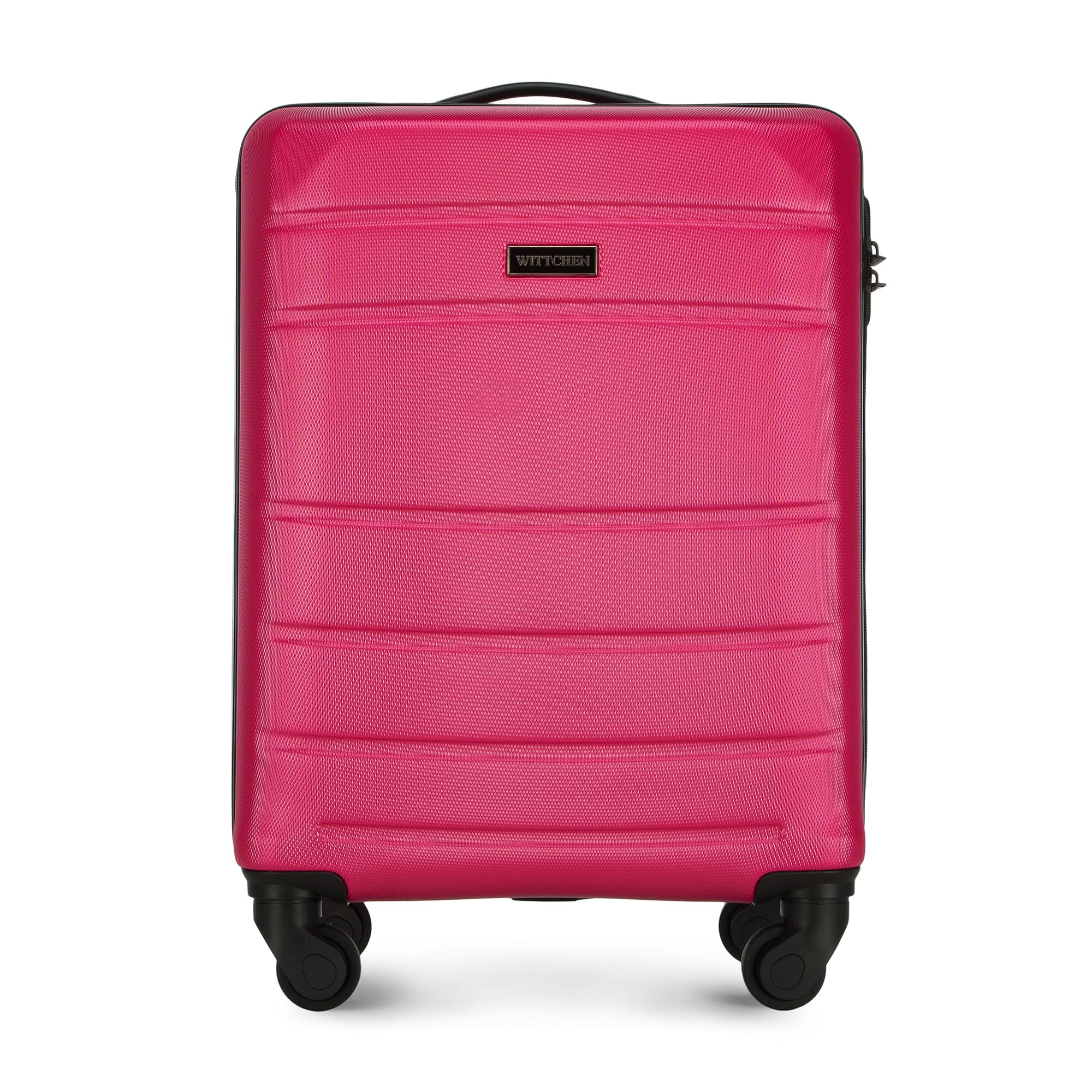 WITTCHEN Valigia da Cabina Trolley Bagaglio a Mano Valigia a rotelle Valigia piccola Trolley guscio duro in ABS con 4 ruote spinner Serratura a combinazione Maniglia telescopica Globe Line rosa