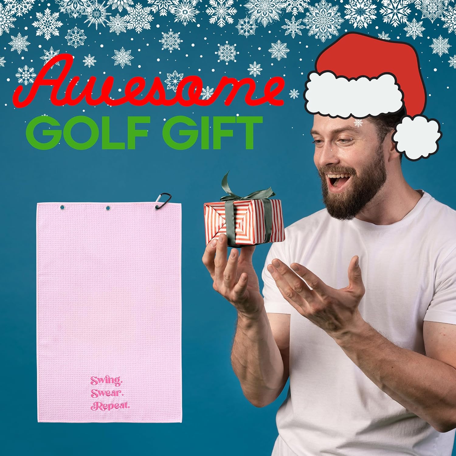 ZEETY Golf Towel for Golf Bags – 16" x 24" Embroidered Women’s Microfiber Golf Towel with Clip Holder, Unique Golf Accessories and Gifts - Image 3