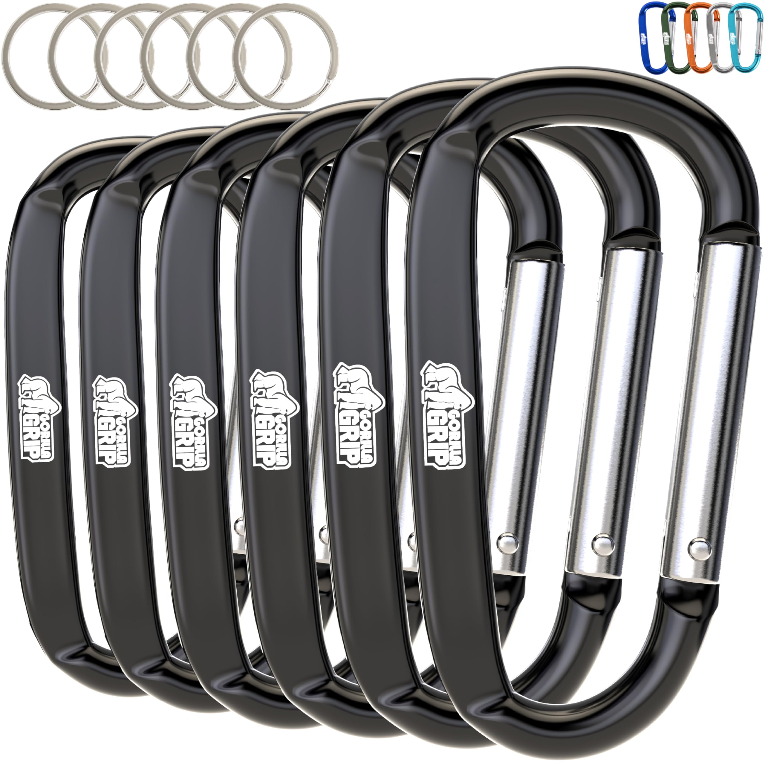 4Pcs Heavy Duty Carabiner Clips 855lbs D Ring Keychain For Camping Hiking Gym