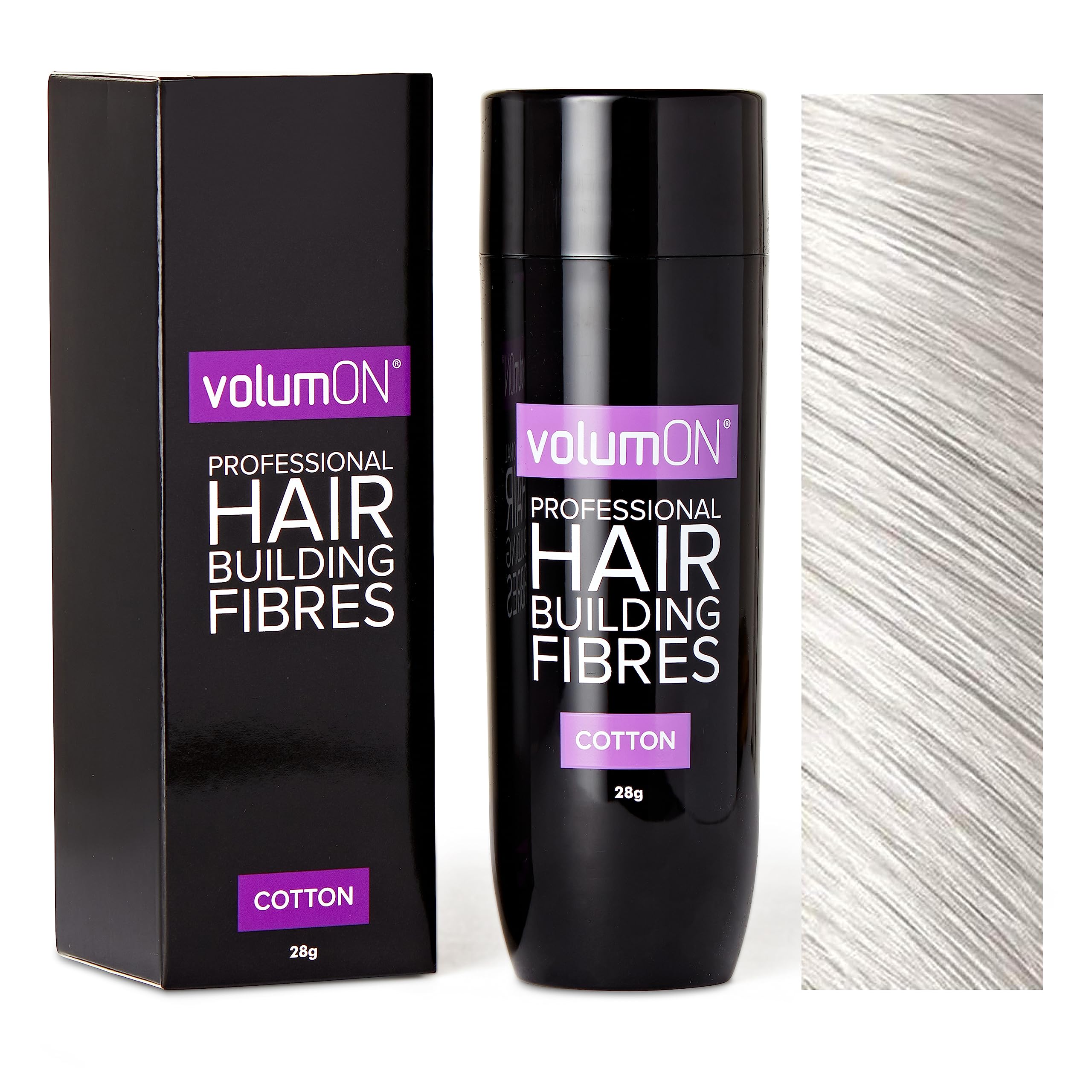 Hair Building Fibres for Thinning Hair 28g – White | Natural Cotton Hair Loss Concealer for Men & Women | Covers Bald Spots, Adds Volume, No Smear, Sweatproof, Instant Hair Thickener