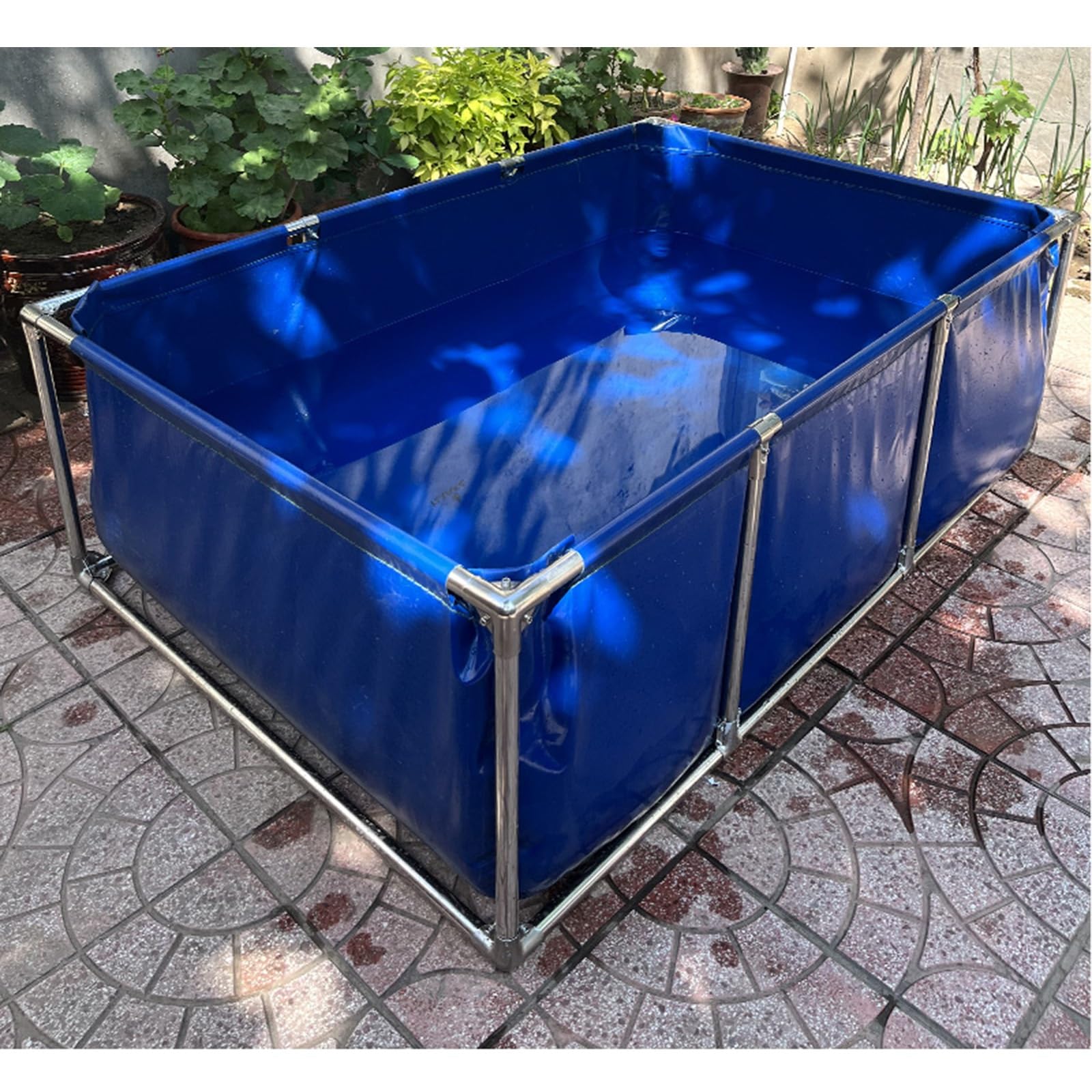 Laghetto per Carpe Koi in PVC di Alta qualità da 1050 Litri - Piscina Fuori Terra Pieghevole con Supporto in Acciaio, Adatta per acquacoltura e Nuoto Domestico, Serbatoio dell'Acqua 1,5x1x0,