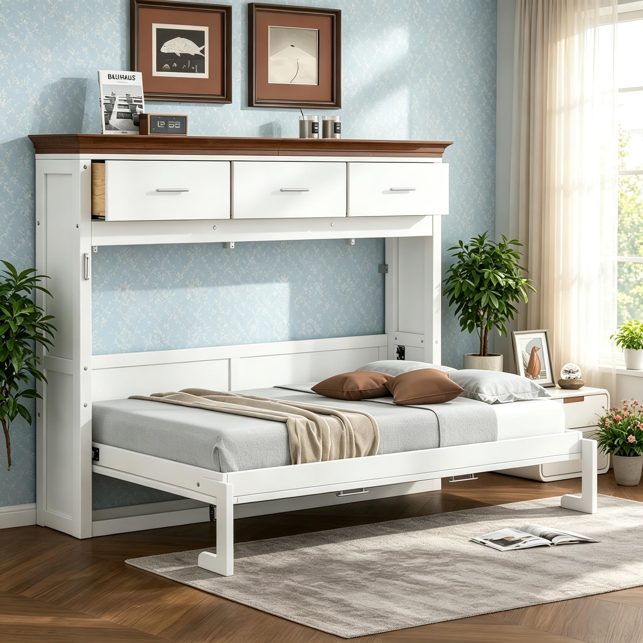 Amazon.com: SOFTSEA Twin Size Horizontal Murphy Bed Cabinet, Twin