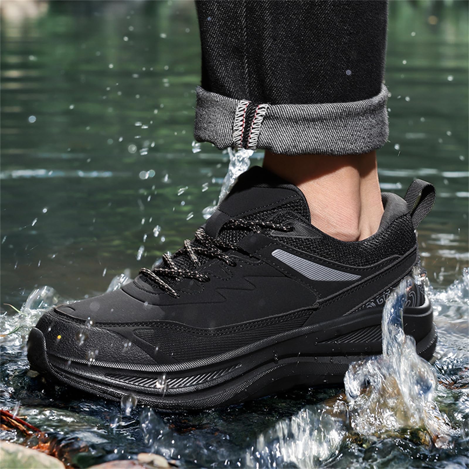 JiuQing Herren Chunky Wanderschuhe Leichte Low Rise Trail Running Camping Schuhe Für Outdoor Casual