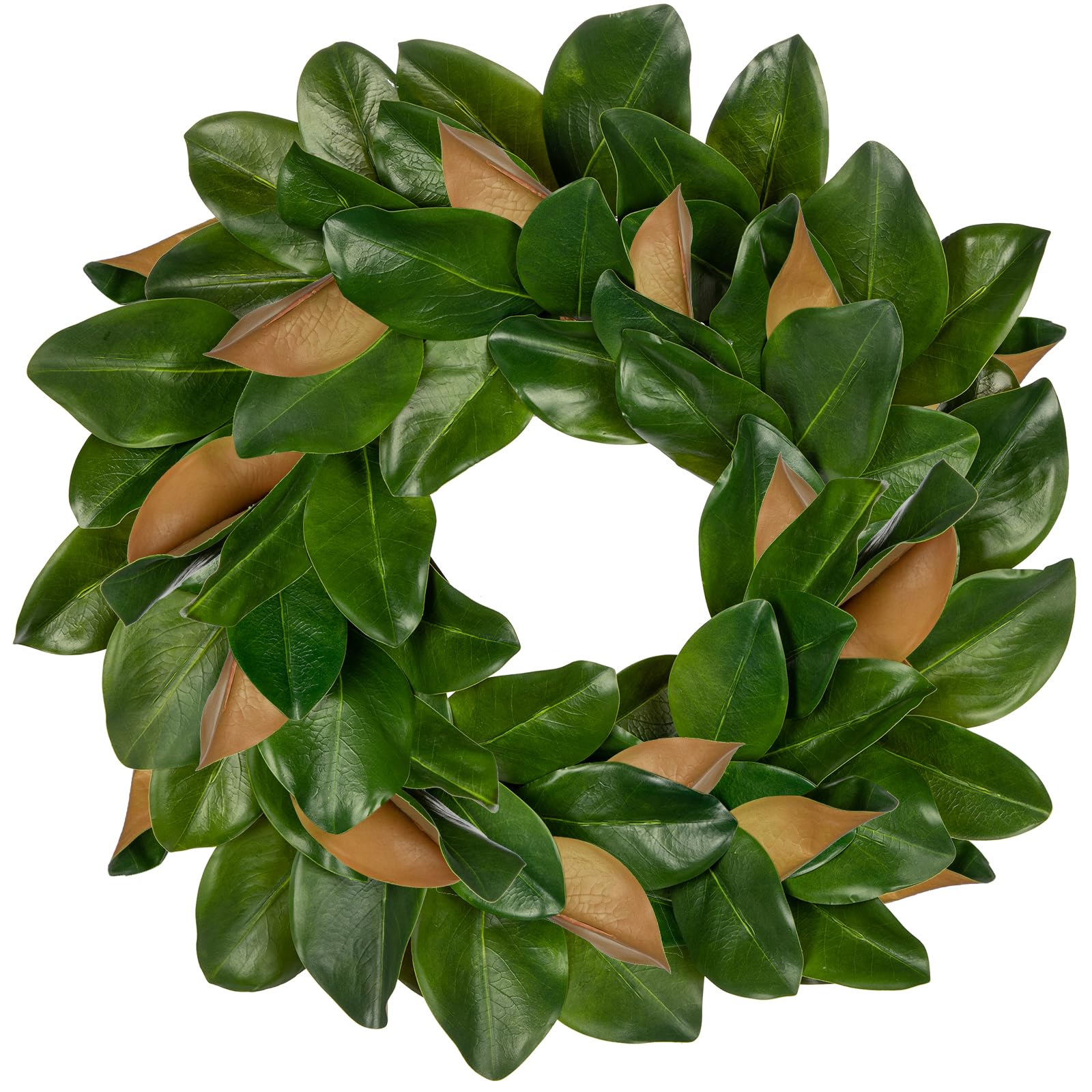 Kranz Künstlicher Magnolienkranz 60 cm Türkranz Wandkranz Künstlich Dekokranz Grün Magnolie Kunstpflanzen Tisch Kamin Deko Sommer Winter Deko Wohnzimmer Schlafzimmer