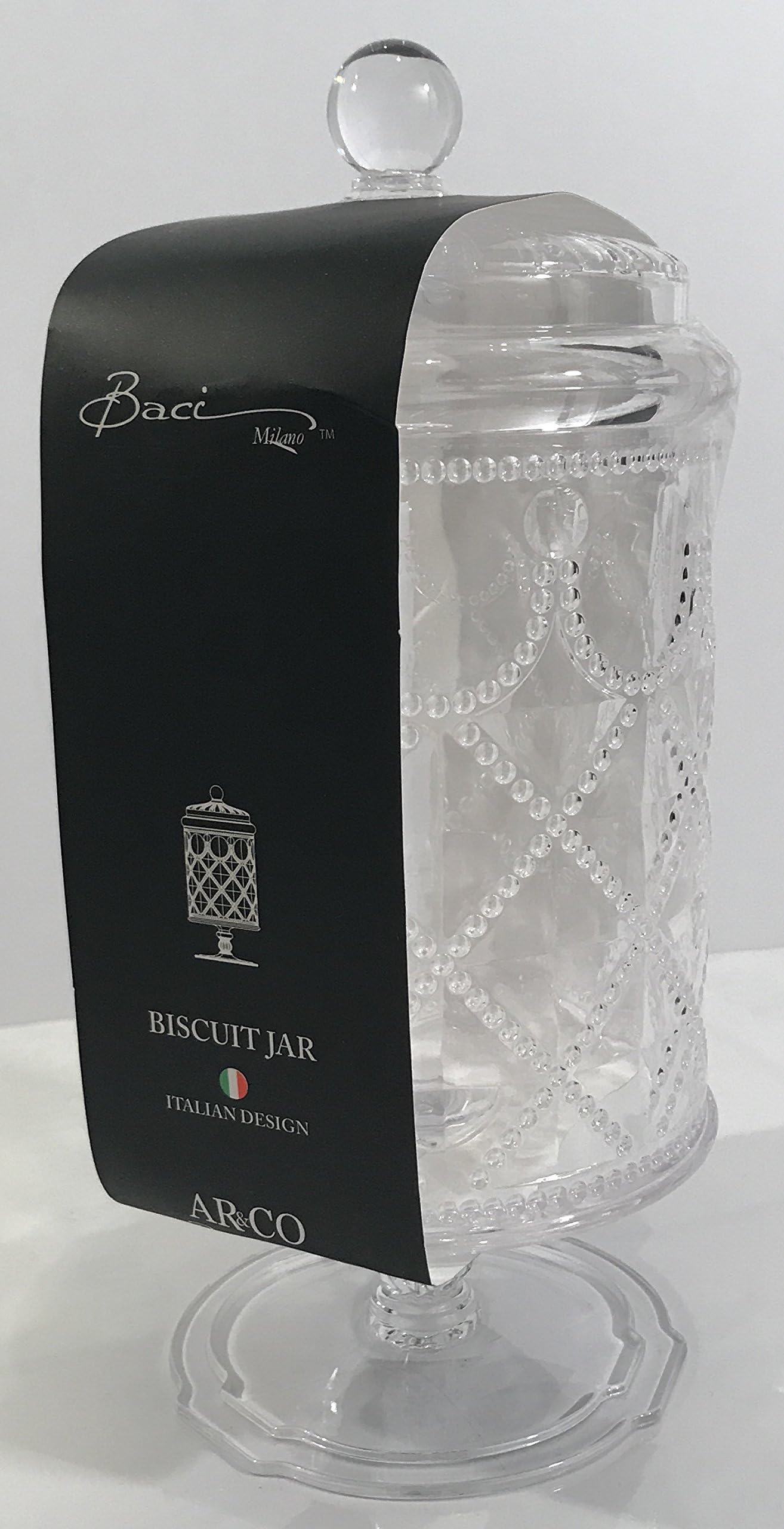 Baci Milano Acrylic Biscuit Jar - 5" x 5" x 11"