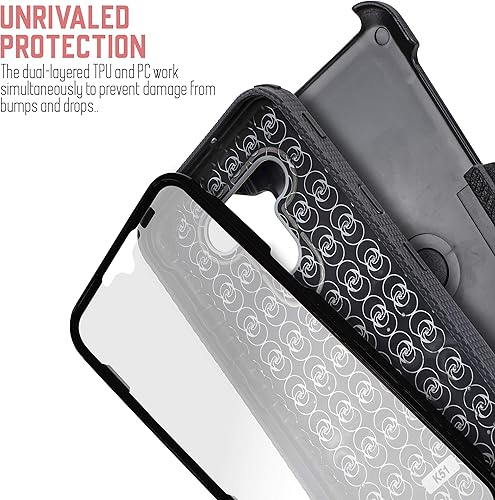 Miniatura 6 de Funda para LG K51, funda LG Q51, cinturón Jackpot Wireless de alta resistencia, protector de pantalla integrado a prueba de golpes, protección de