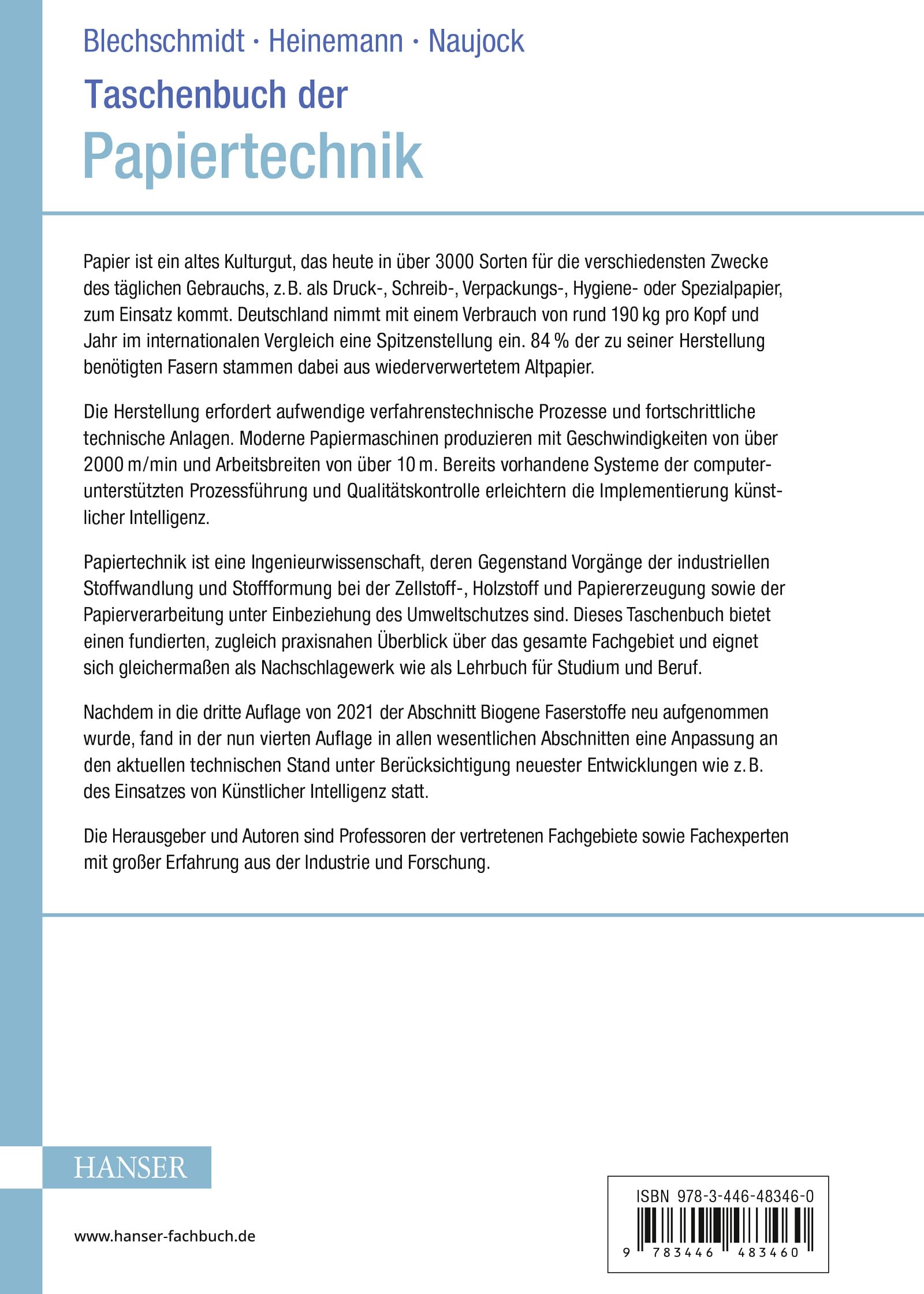 Taschenbuch der Papiertechnik