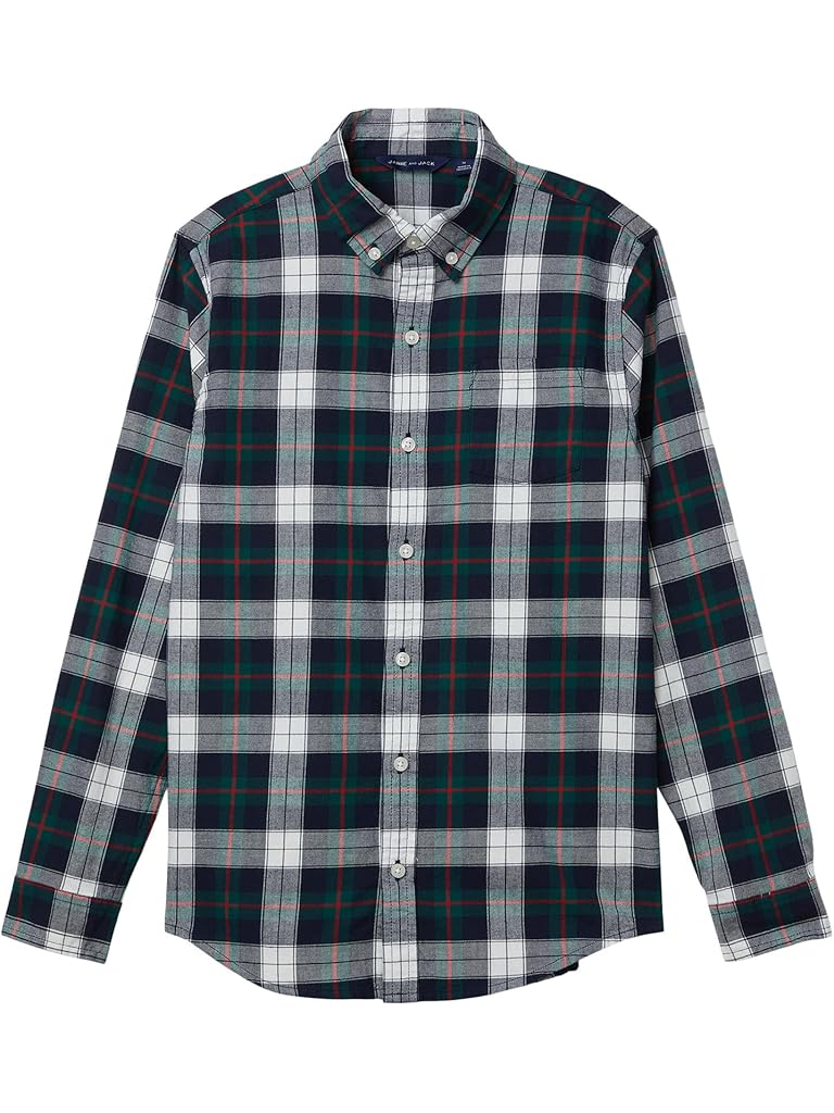 Black Janie and Jack Twill Plaid Woven Top (Toddler/Little Kid/Big Kid)