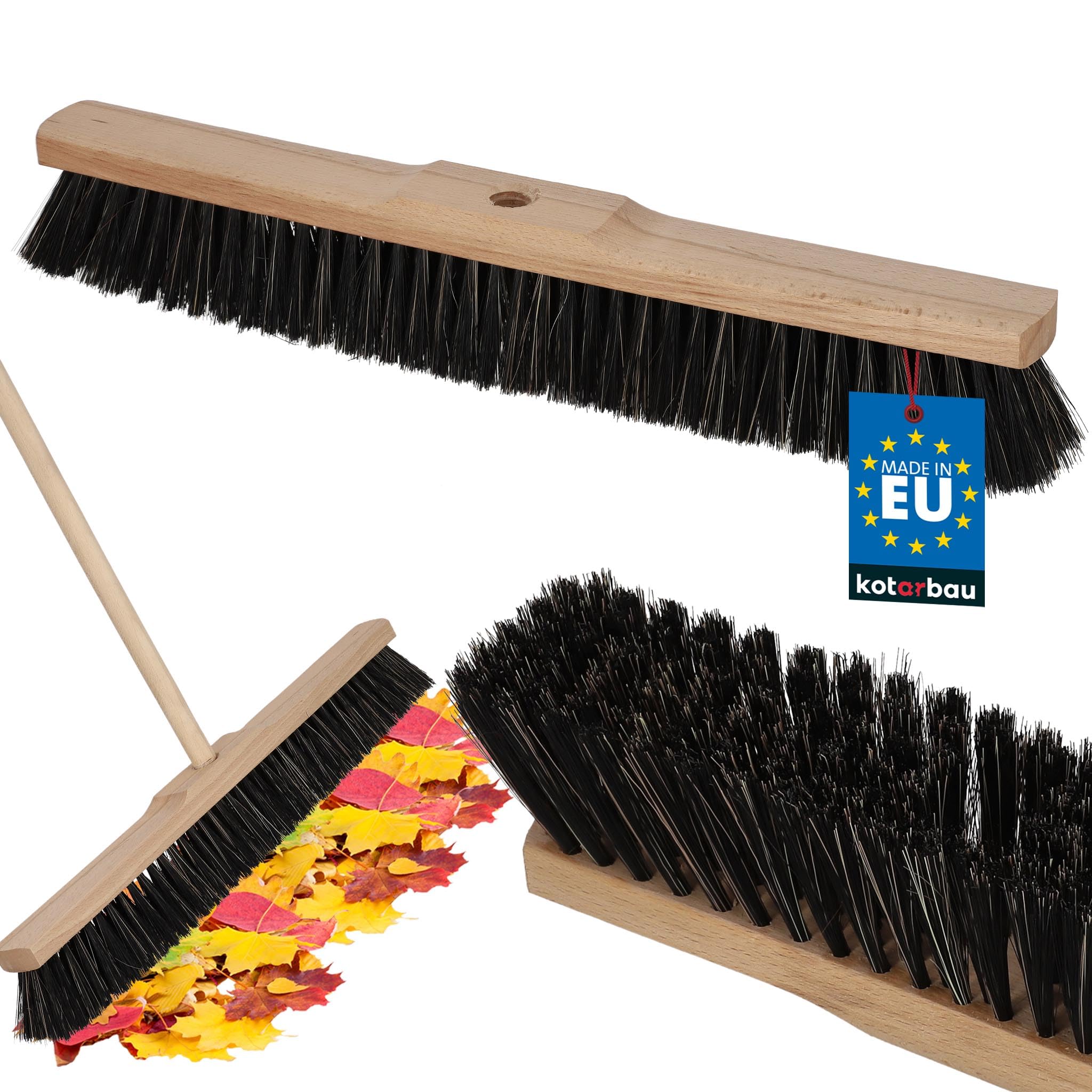 KOTARBAU® Scopa in pelo naturale, 495 mm, senza manico con filettatura a vite, scopa universale