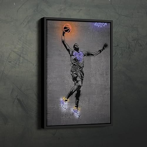 Miniatura 2 de Póster de Anthony Davis de Neon Dunk Los Angeles Lakers de la NBA, lienzo para pared, decoración del hogar, póster enmarcado, regalo de cueva de