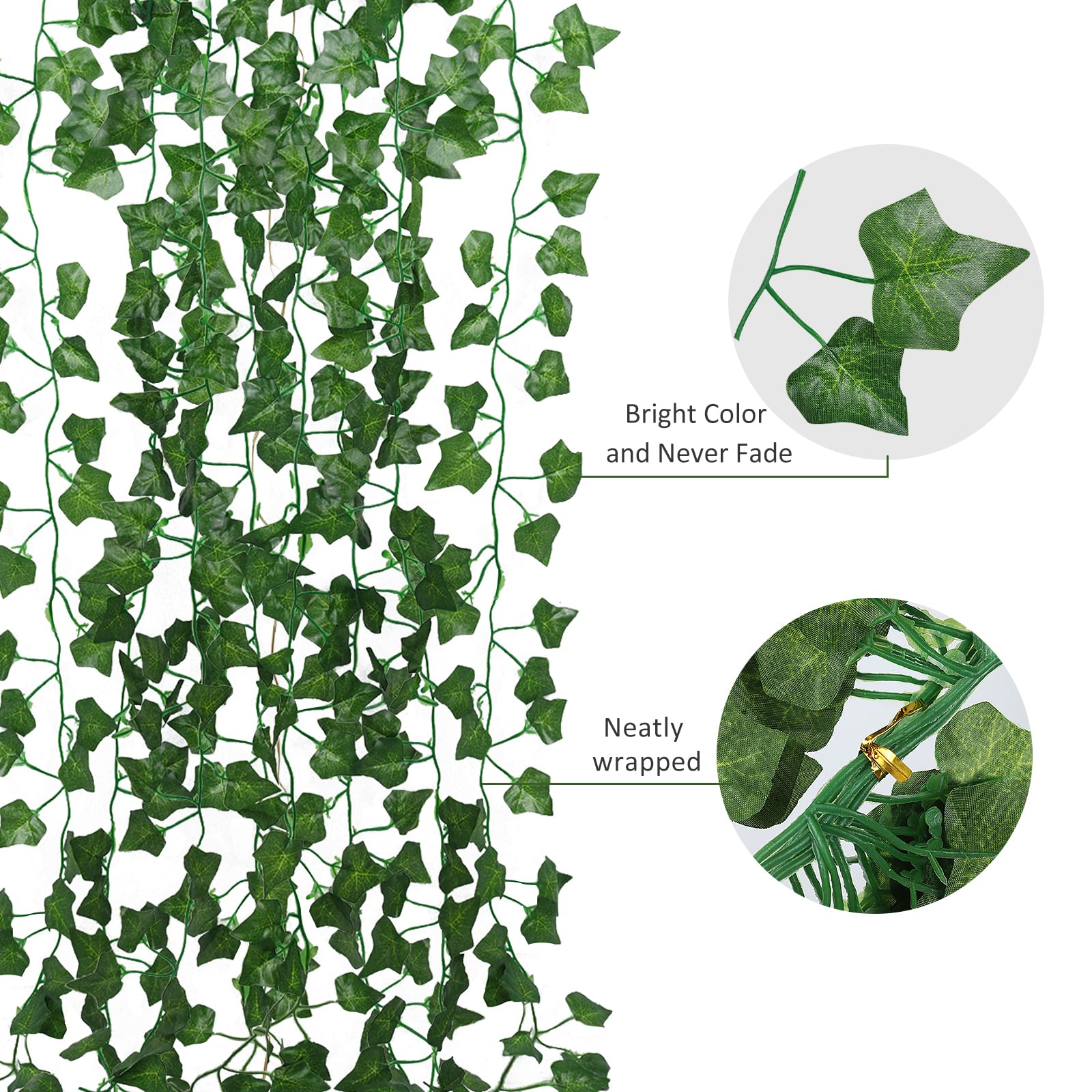 RECUTMS 258 FT Fake Vines Greenery Leaf Garland Ivy Vine Foliage Flowers Hanging for Wedding Party Garden Home Kitchen Office Wall Decoration(36 Pack) - Image 3