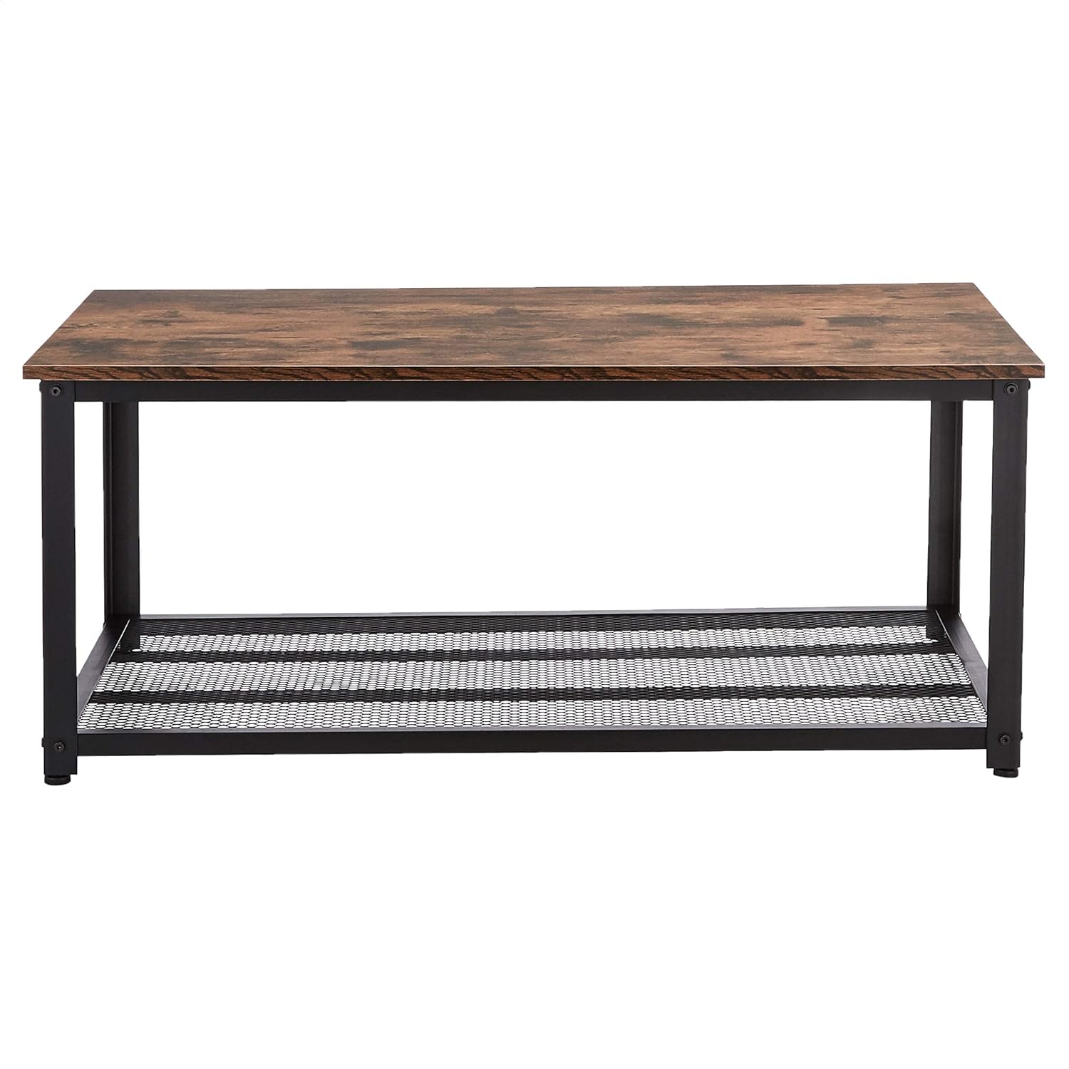 AZL1 Life Concept Coffee Table with Shelf, Living Room table with Dense Mesh Shelf, Decorative Cocktail Table, Large Shelving Space Industrial Design Durable for Living Room, Rustic Brown : Home & Kitchen