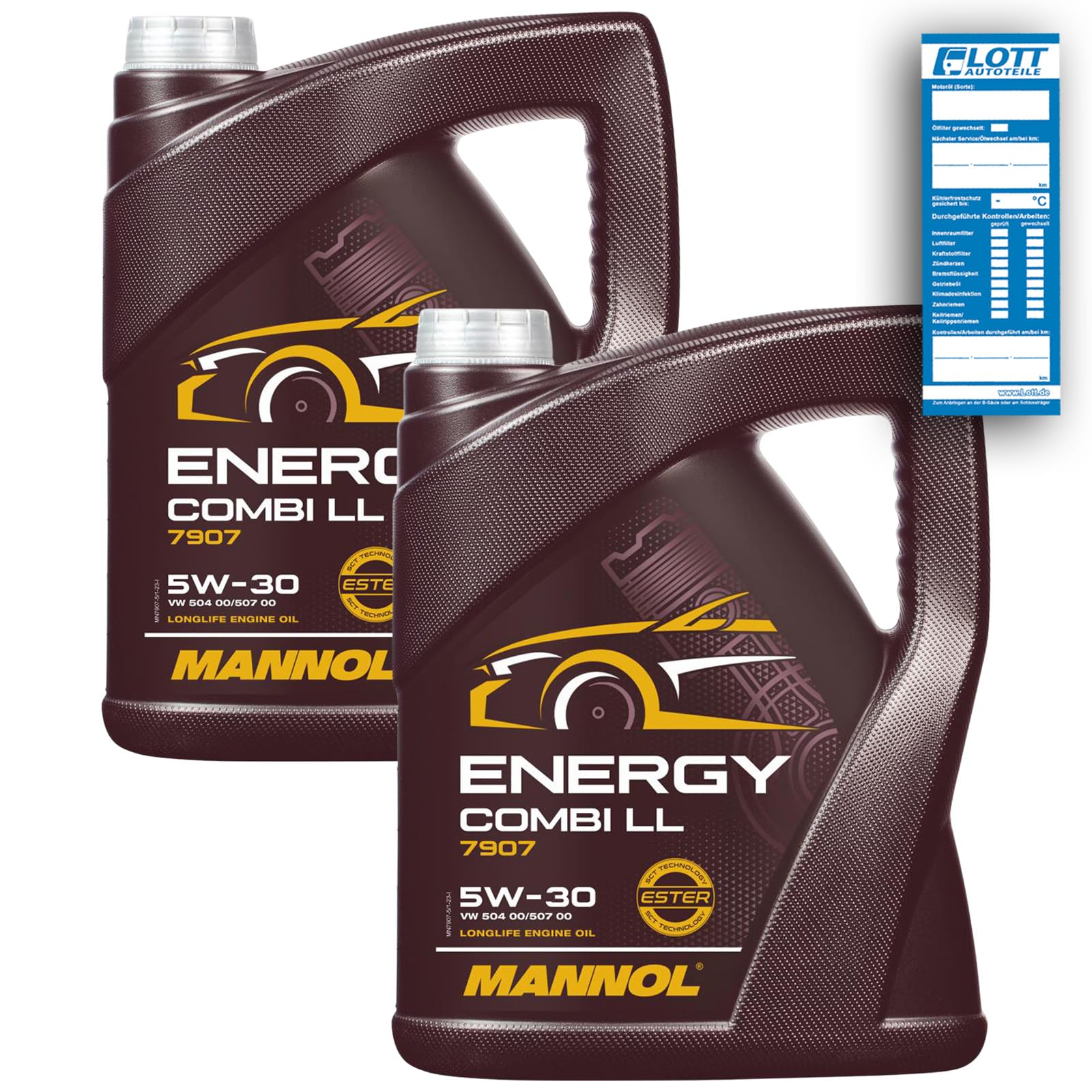 MANNOL 2X 5 Liter MOTORÖL Energy Combi LL 5W-30 MOTORENÖL + INSPEKTIONSAUFKLEBER