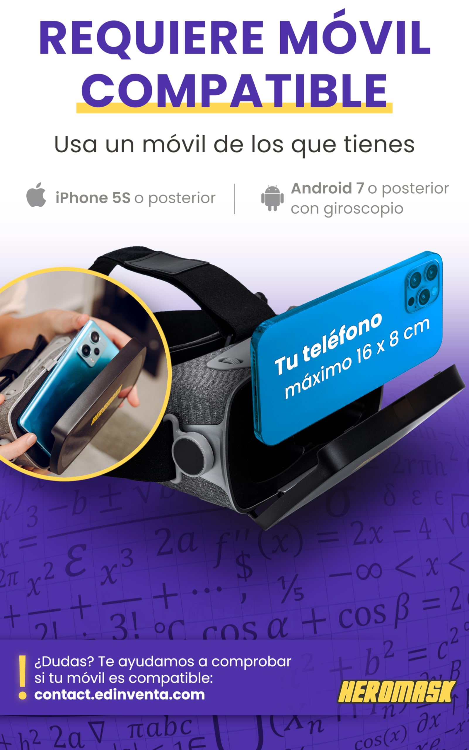 Gafas HeroMask + Juegos 3D de Matemáticas (5-12 años) | Regalo Original Que combina Aprendizaje y diversión. ¡Sorpréndele!