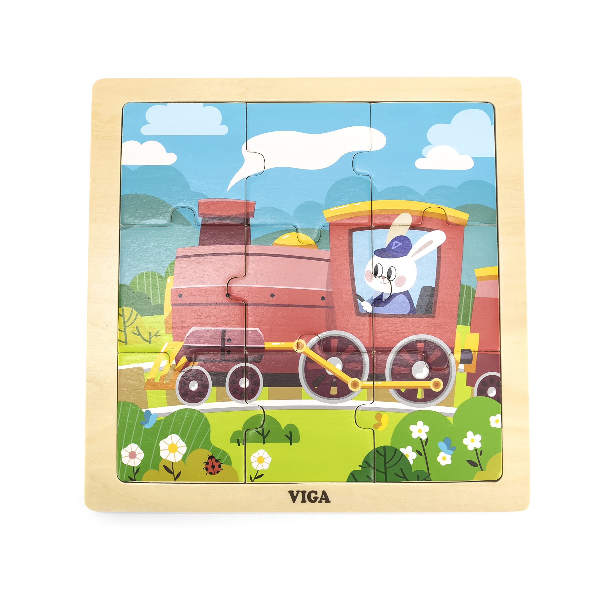 Viga Wooden 9-Piece-Puzzle - Train