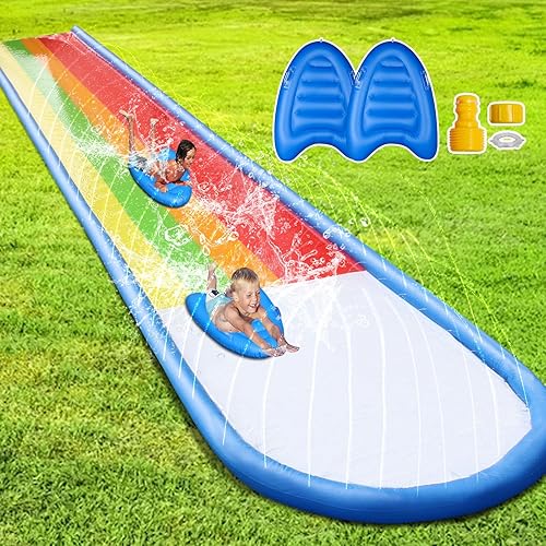Toboganes de agua para el césped para niños y adultos, piscina inflable para patio trasero con 2 tablas de surf, PVC extra grueso (9M30FT)