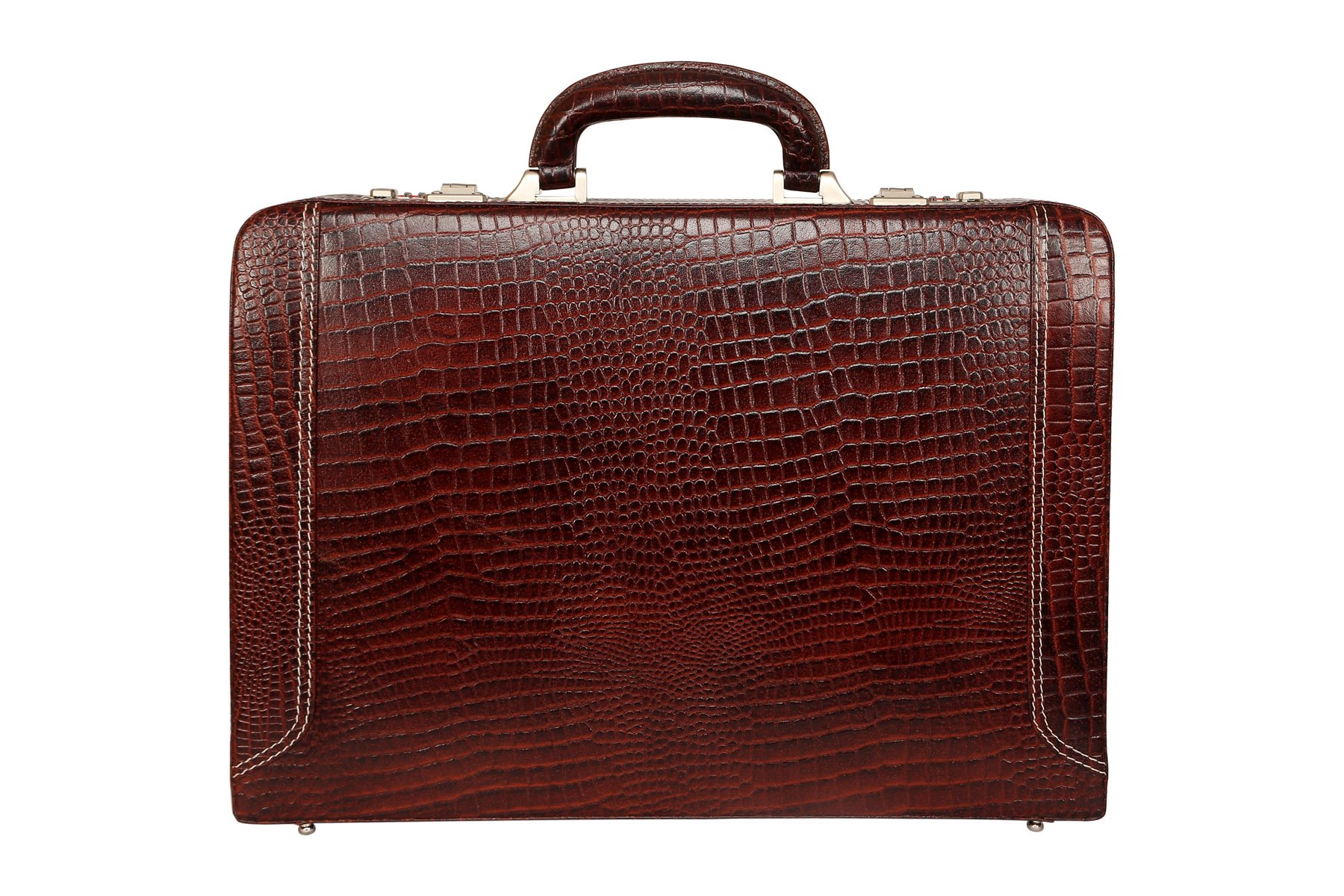 Luxurious Genuine Leather Attche Case Briefcase Suitcase, (Model: ABF05G), Coffe-Brown, Freesize-image-30