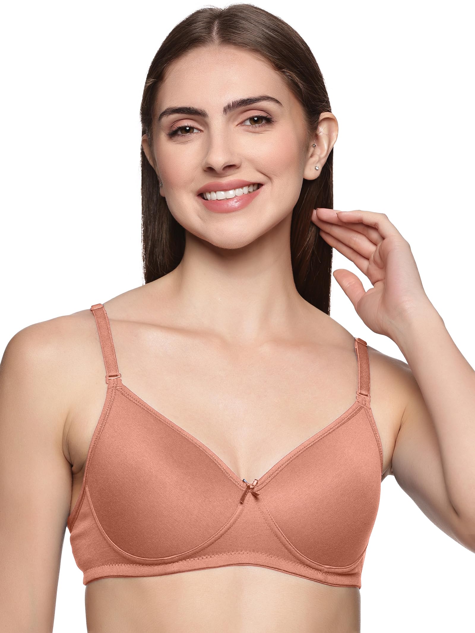 Seamless Thin Padded Everyday Bra | Full Coverage, Non-Wired, Detachable Straps, Cotton Stretch Fabric, Lightweight Support for T-Shirts and Casual Wear (Thin Pad)-image-12