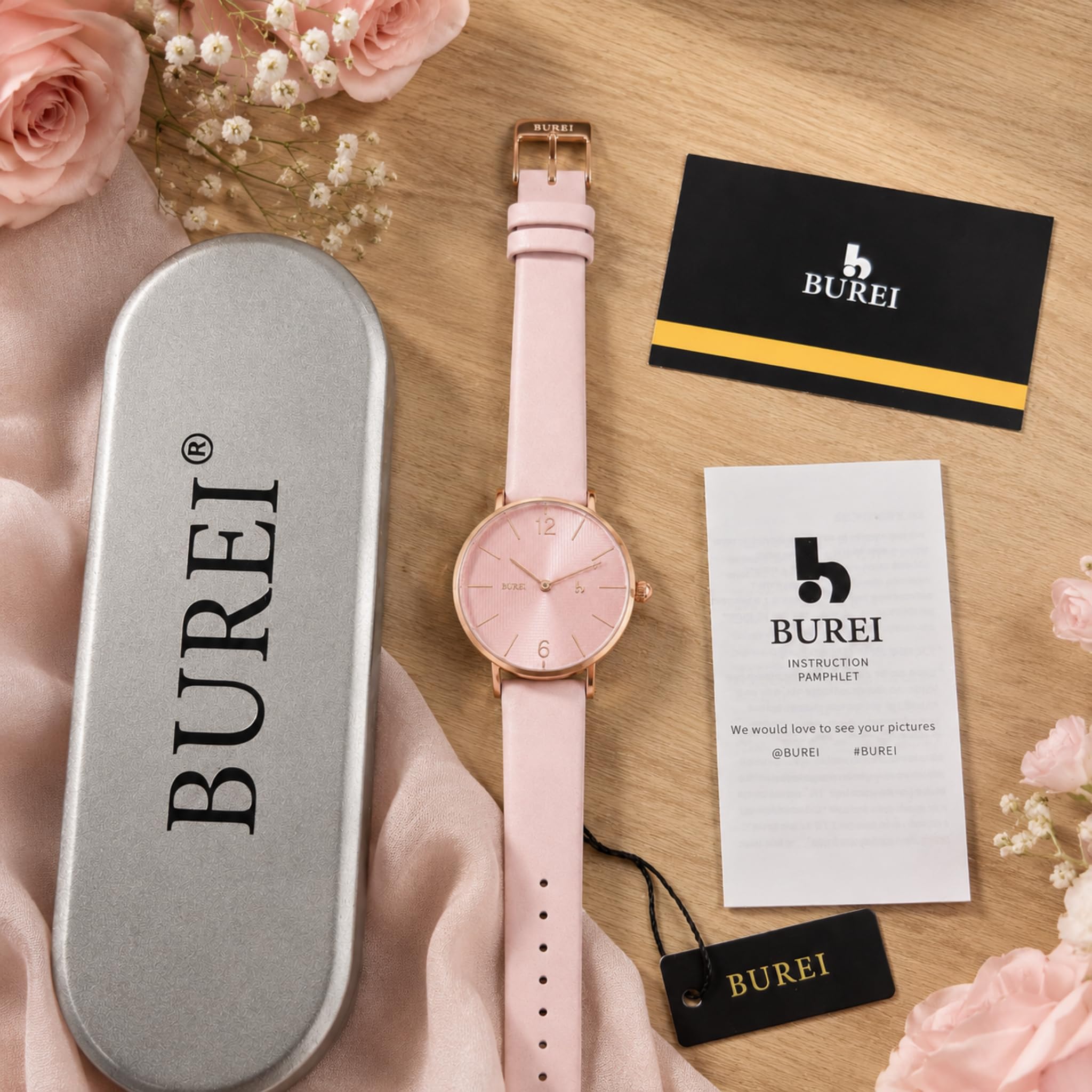 BUREI Ultradünne Damenuhr Minimalistisches Japanisches Klassisch delstahl Armbanduhr Damen Geschenke für Frauen