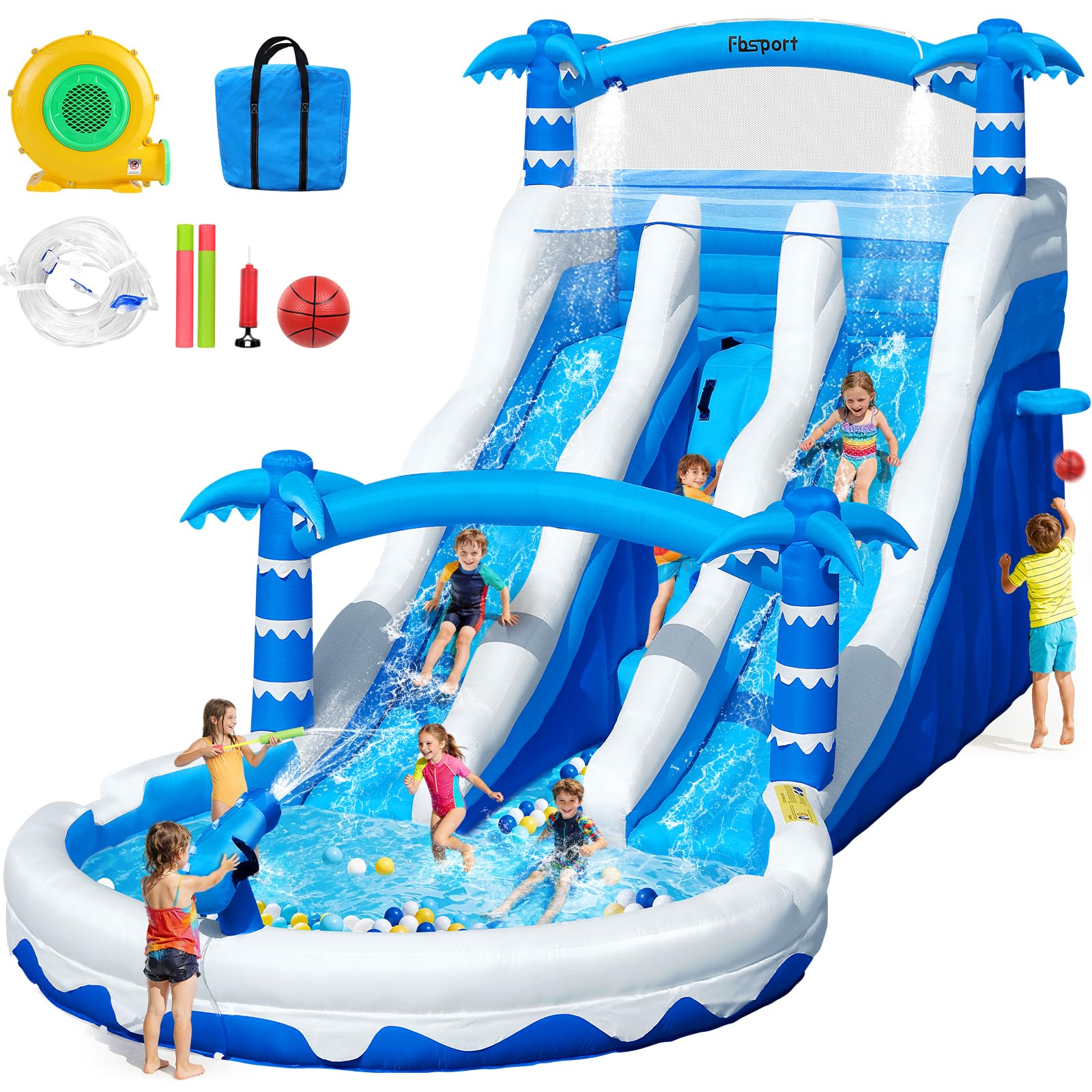 Photo 1 of FBSPORT Inflatable Double Water Slide for Big Kids,Backyard Water Park