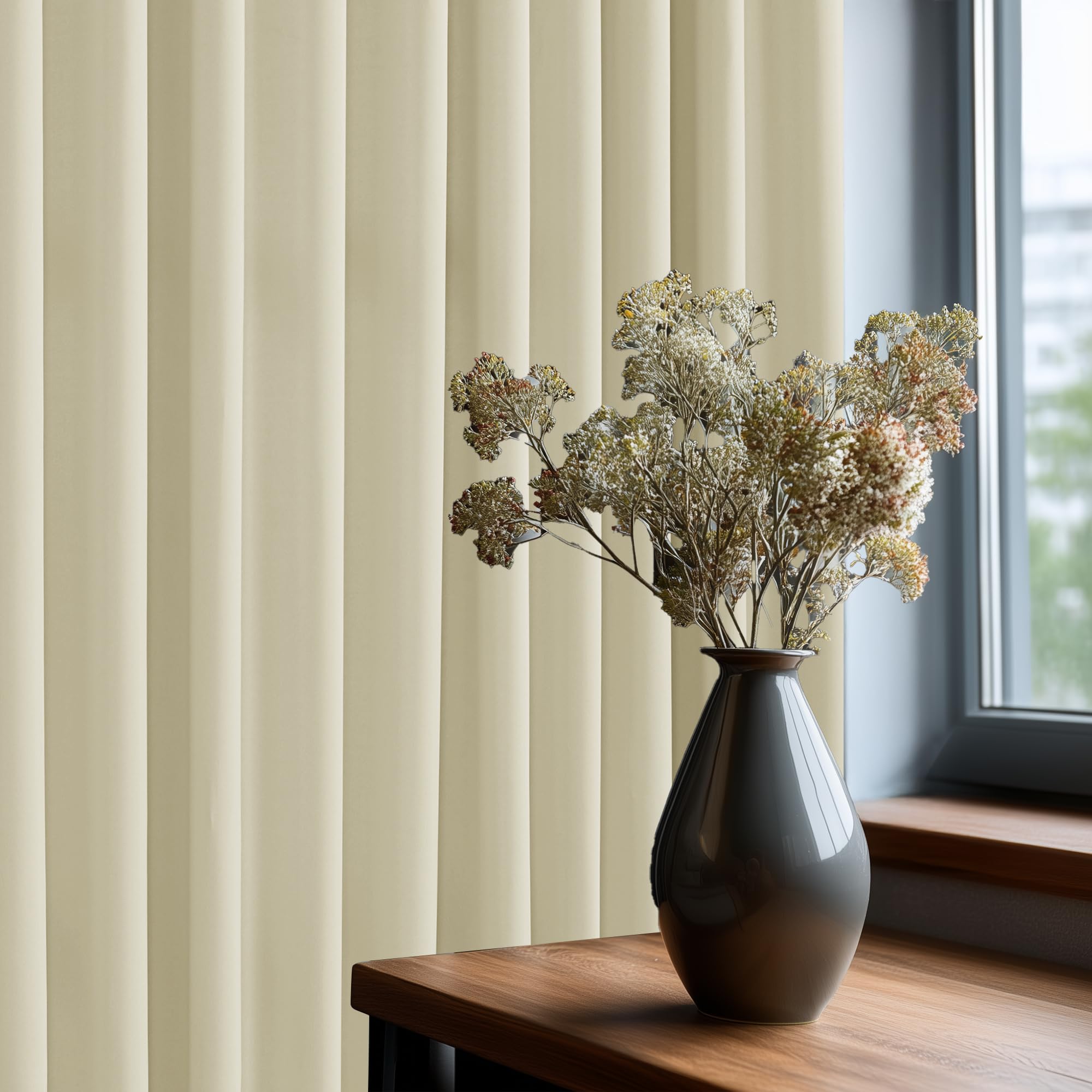 Deconovo Cortinas Opacas Térmicas con Cinta de Lápiz Cortinas Modernas Aislantes para Dormitorio y Sala de Estar, 300×220 CM, Beige Claro, 1 Paneles