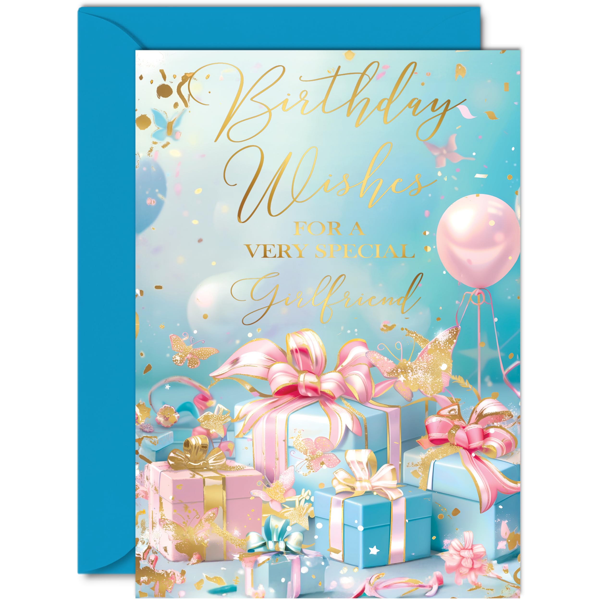 Beautiful Gold Birthday Cards for Girlfriend, Fantastic Golden Presents