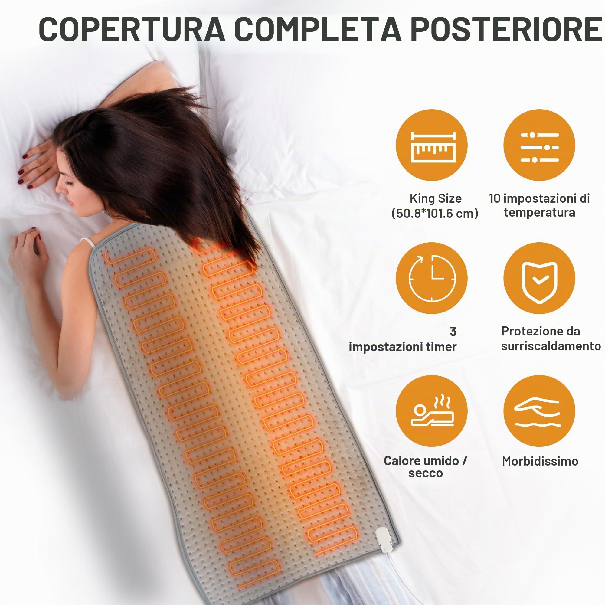 Termoforo Coperta riscaldante 100 x 50 cm con spegnimento automatico, tecnologia di riscaldamento rapido Termoforo elettrico, termoforo sicuro per schiena, collo, spalle (grigio)