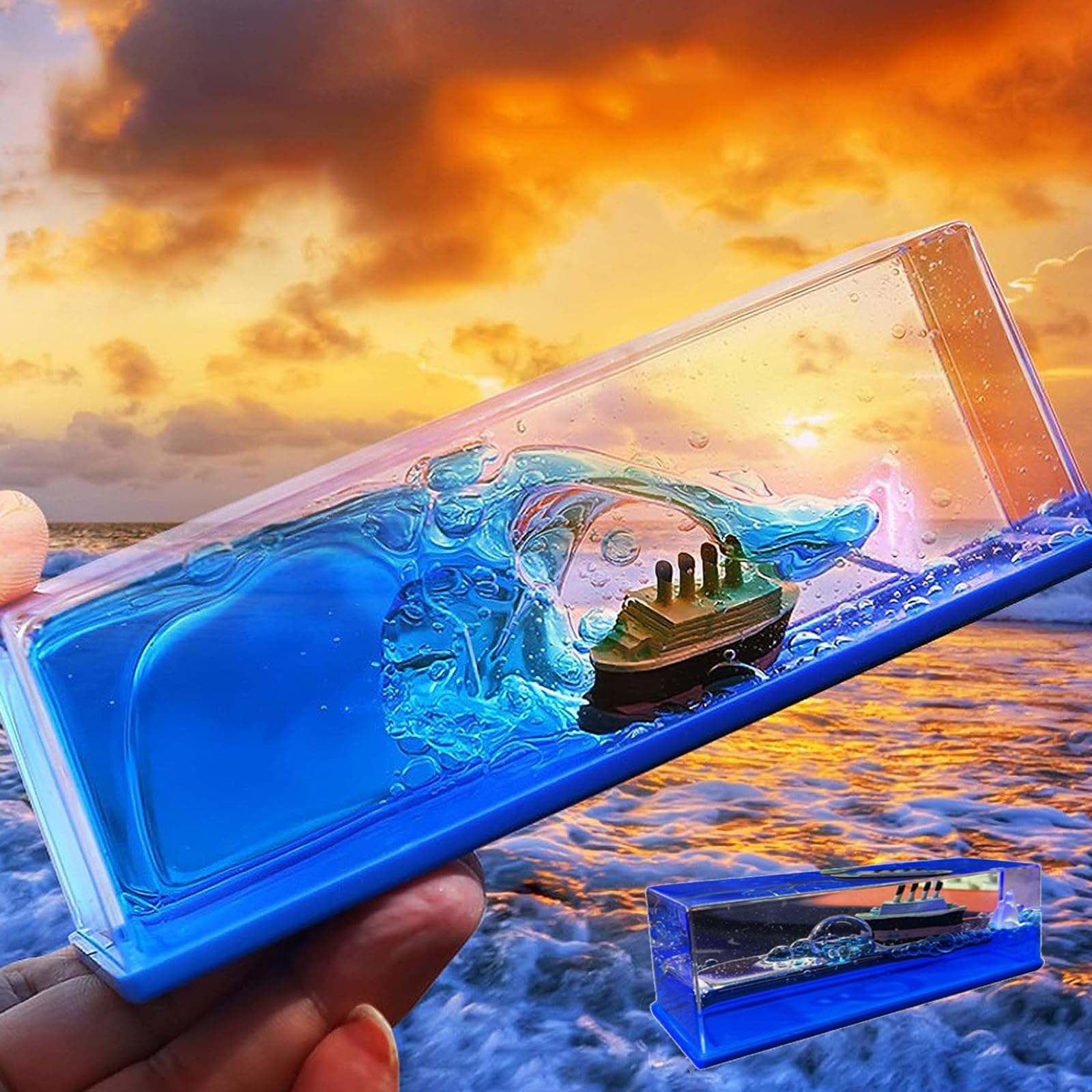 Ptaexcel Unsinkable Boat In A Box, Cruise Ship Toy Fluid Drift Bottle Model Decoration Home Toys Gift.-Kids, Multicolor