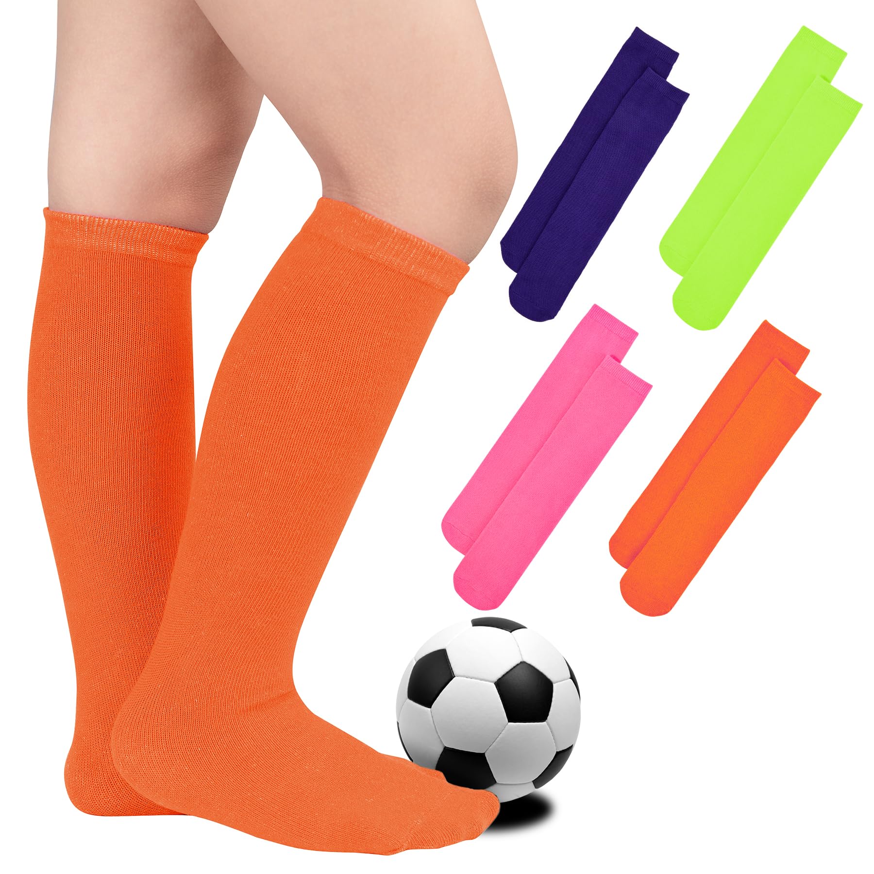 Zando 4 Pairs Kids Soccer Socks Athletic Youth Boys Girls Knee High Socks