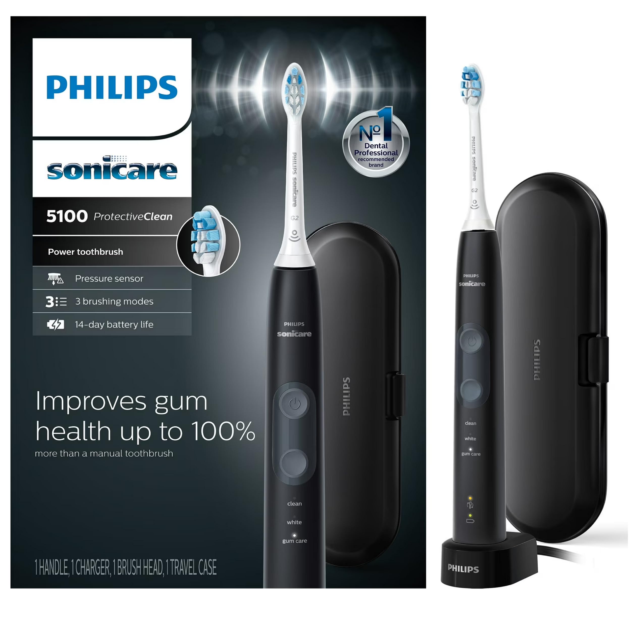Philips Sonicare Protective Clean 5100 Gum Health Electric Toothbrush Deep Pink