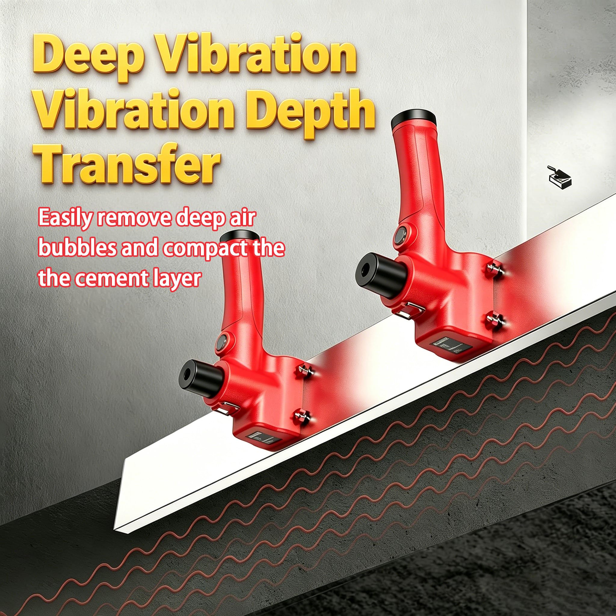 Herramienta Vibratoria de Acabado de Hormigón, Llana Plana para Hormigón Portátil Inalámbrica 12000 RPM Regla Eléctrica de Acabado, con Cuchilla de 180 cm 400MA 12000 RPM